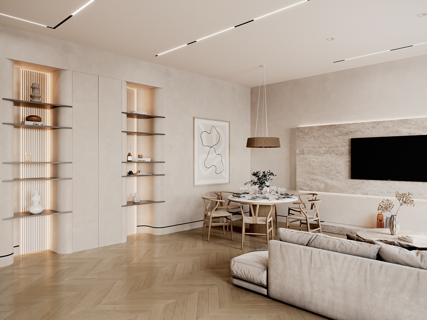 interior design  visualization 3ds max corona archviz apartment living room Interior kitchen corridor