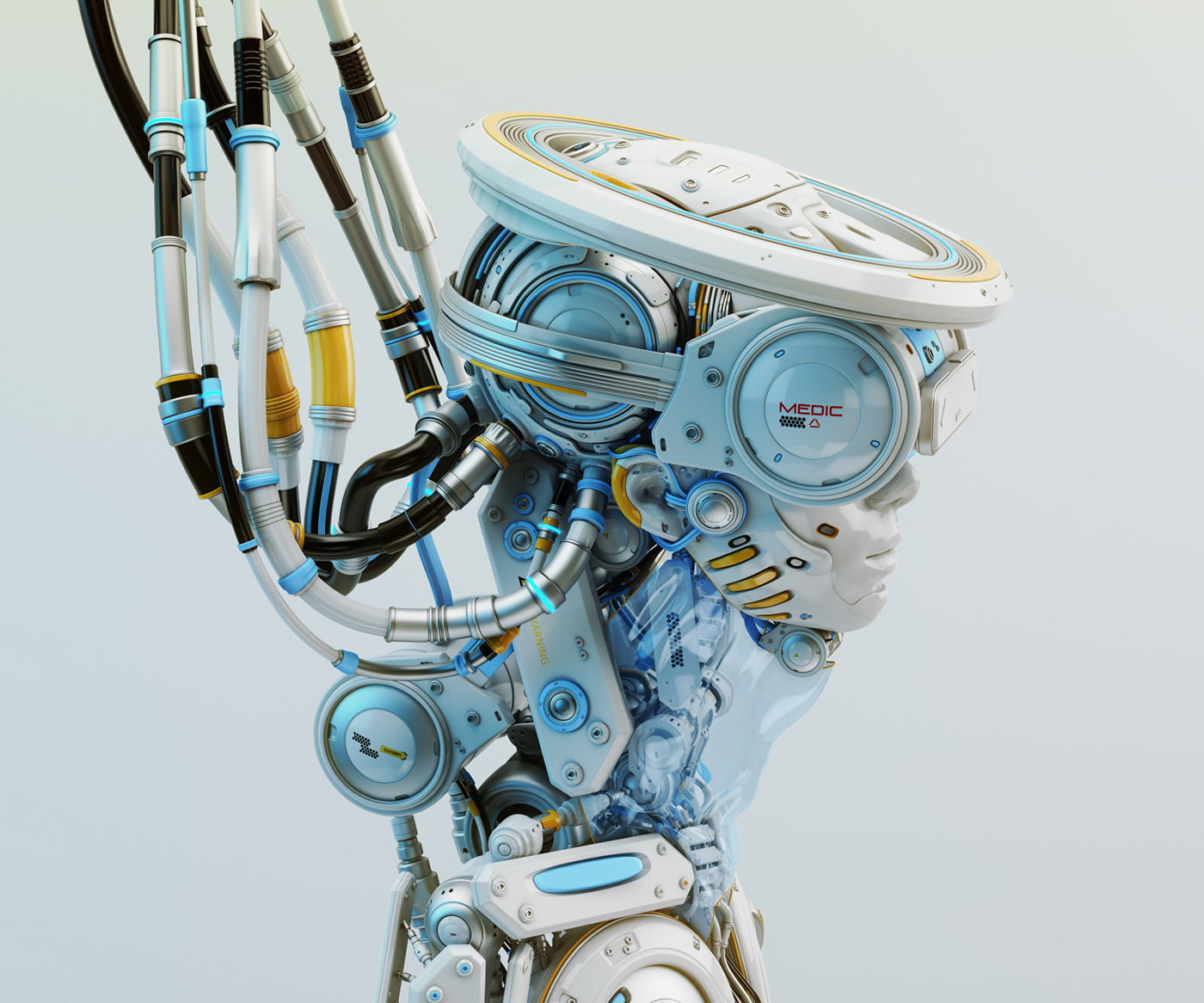 robot angel medic connected nimbus Halo saint Cyborg Scifi heeling