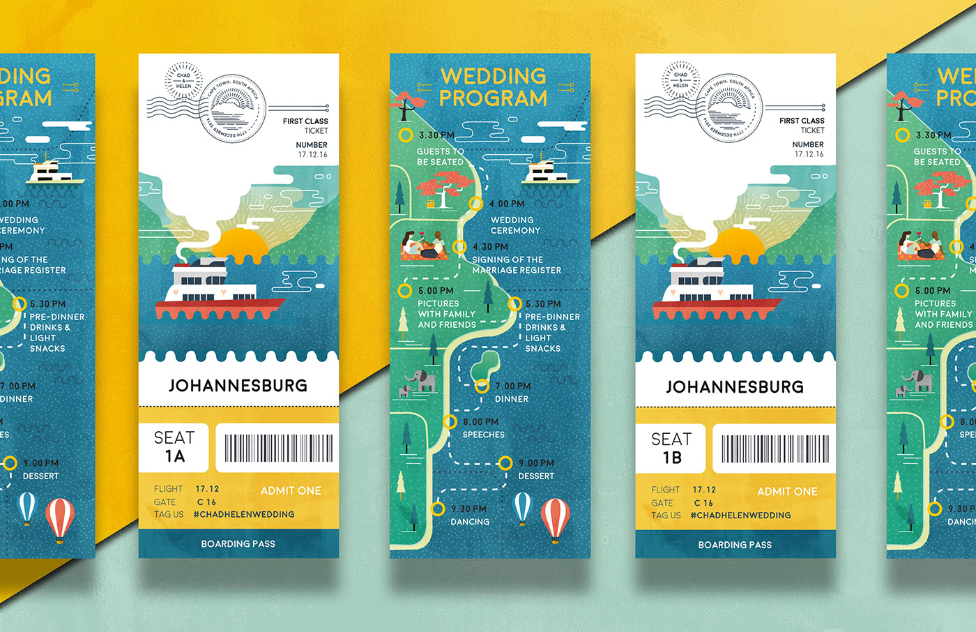 wedding Travel south africa Invitation save the date Order of Events marriage Stationery vector Fun