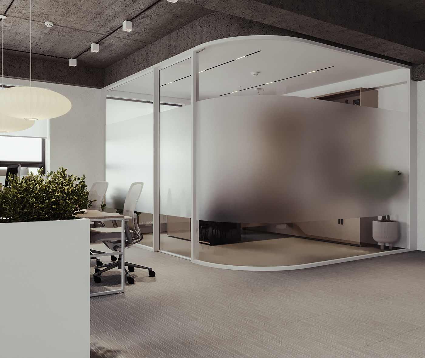 Japandi interior Office interior Office Design visualization 3ds max corona Render modern office furniture