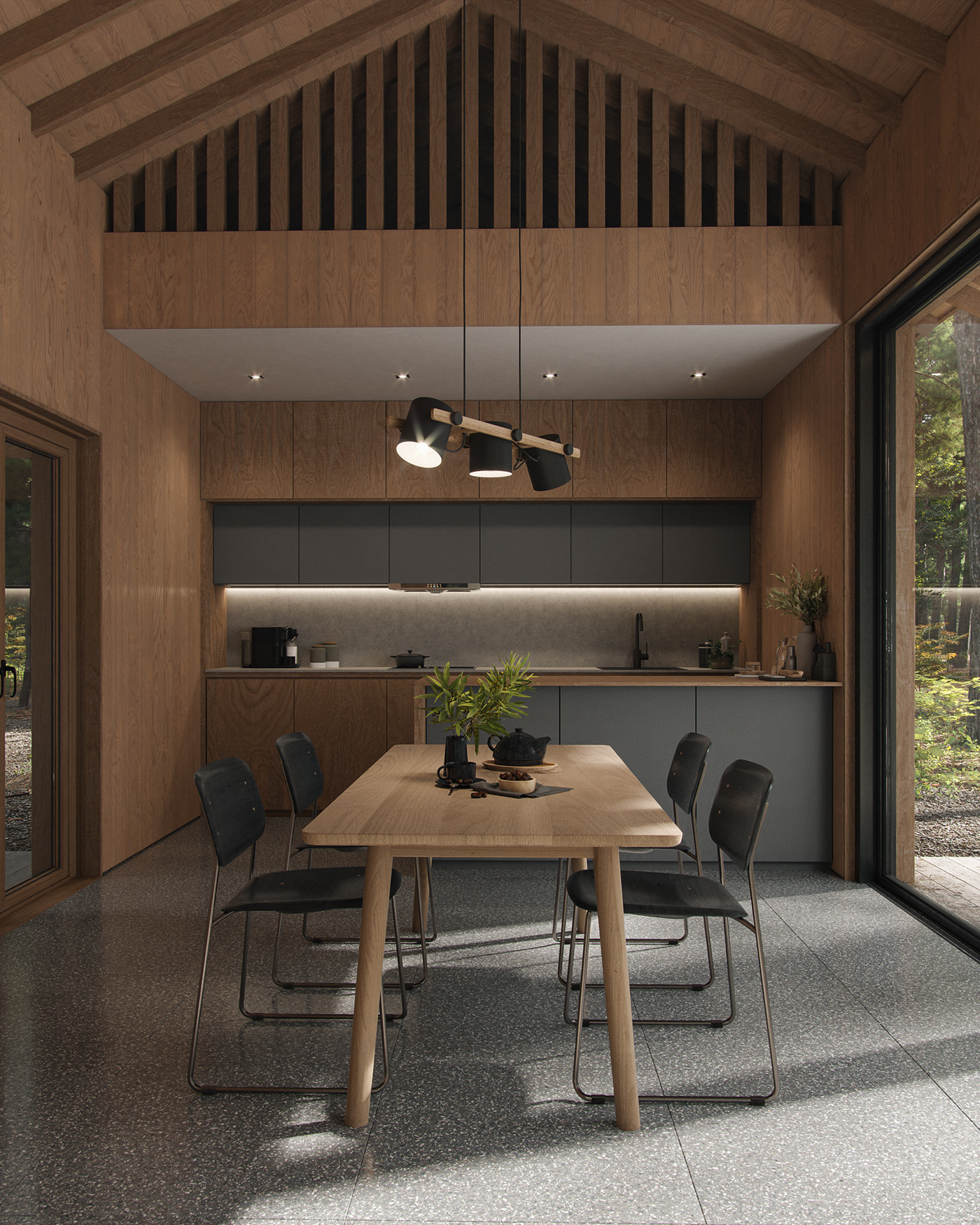 3ds max architecture cabin corona render  corona renderer forest Interior Landscape CGI visualization