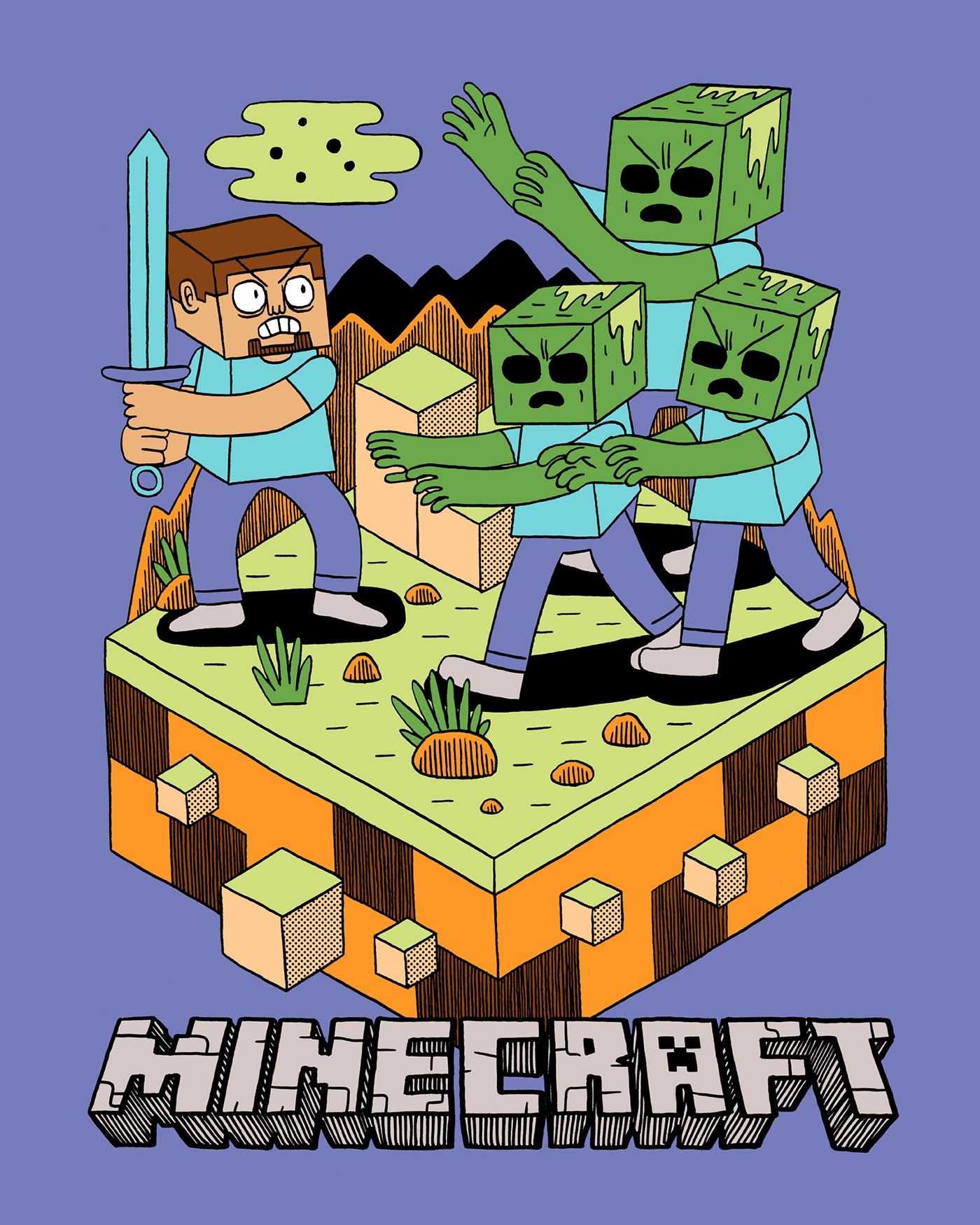 Character design  characters Digital Art  digital illustration Drawing  Gaming illustrations merchandise minecraft tshirts