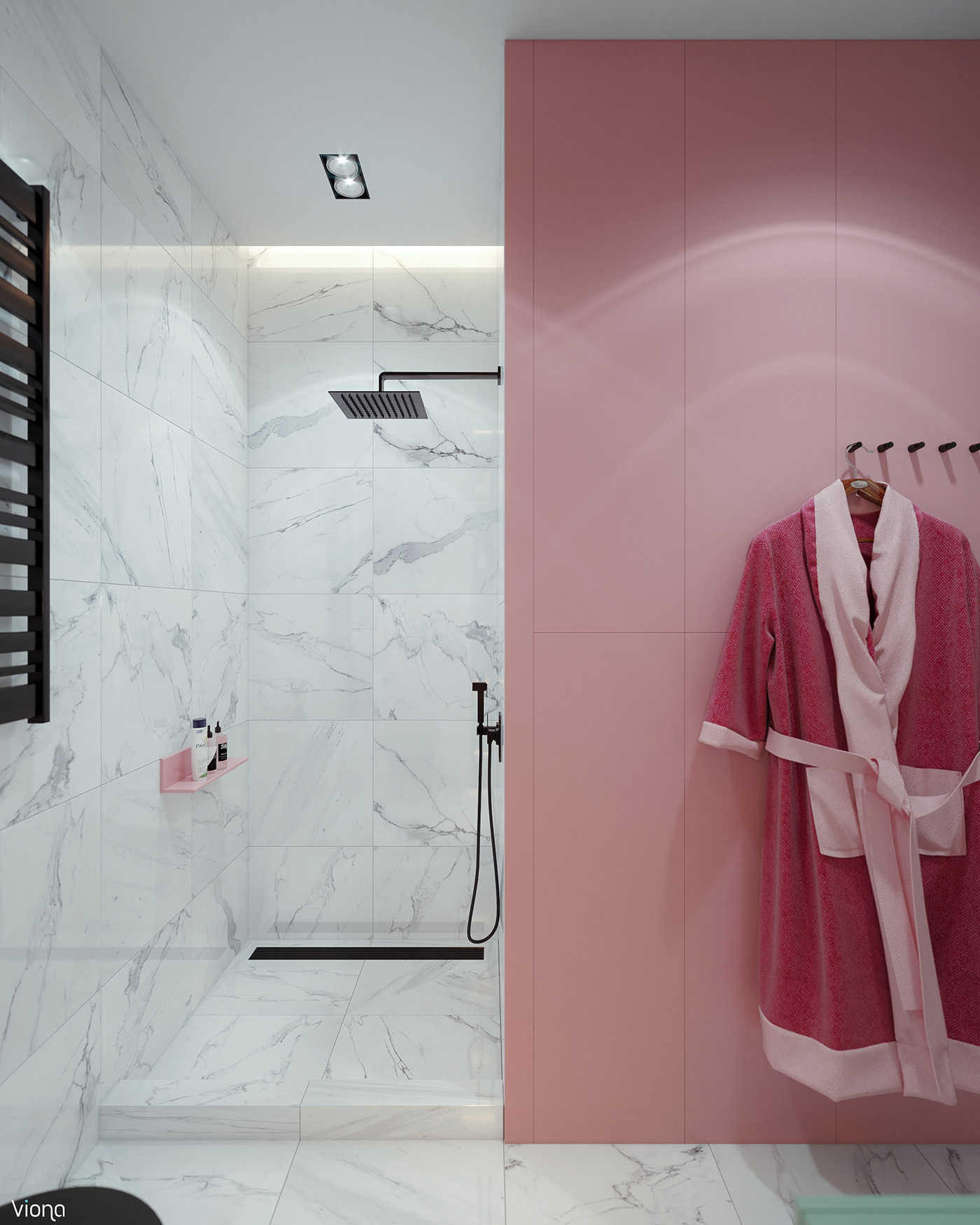 bathroom colorful pink Render visual viona studio