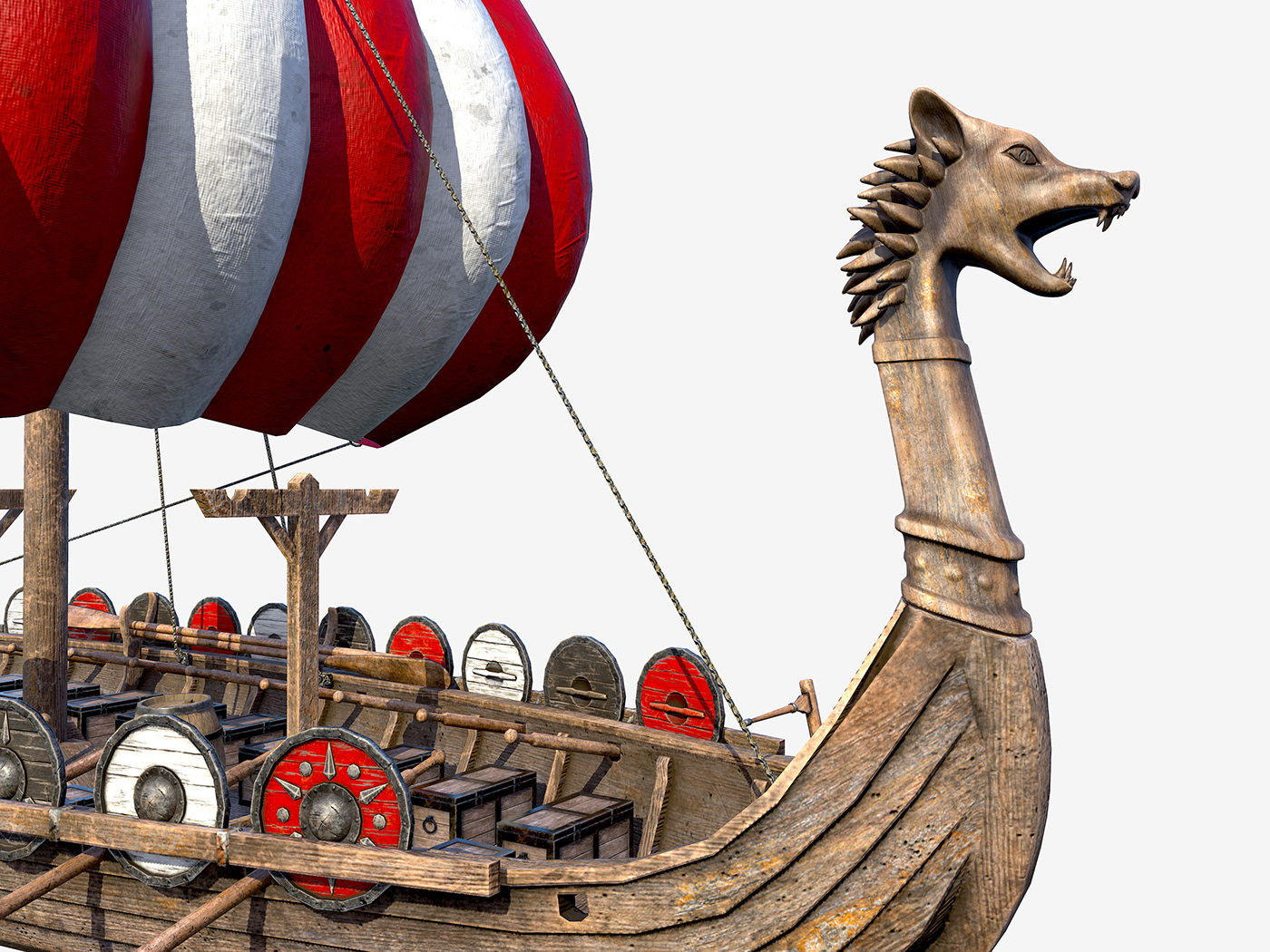 3D 3D model Drakkar Game Art Long Ship Low Poly middle poly props viking VIKING SHIP