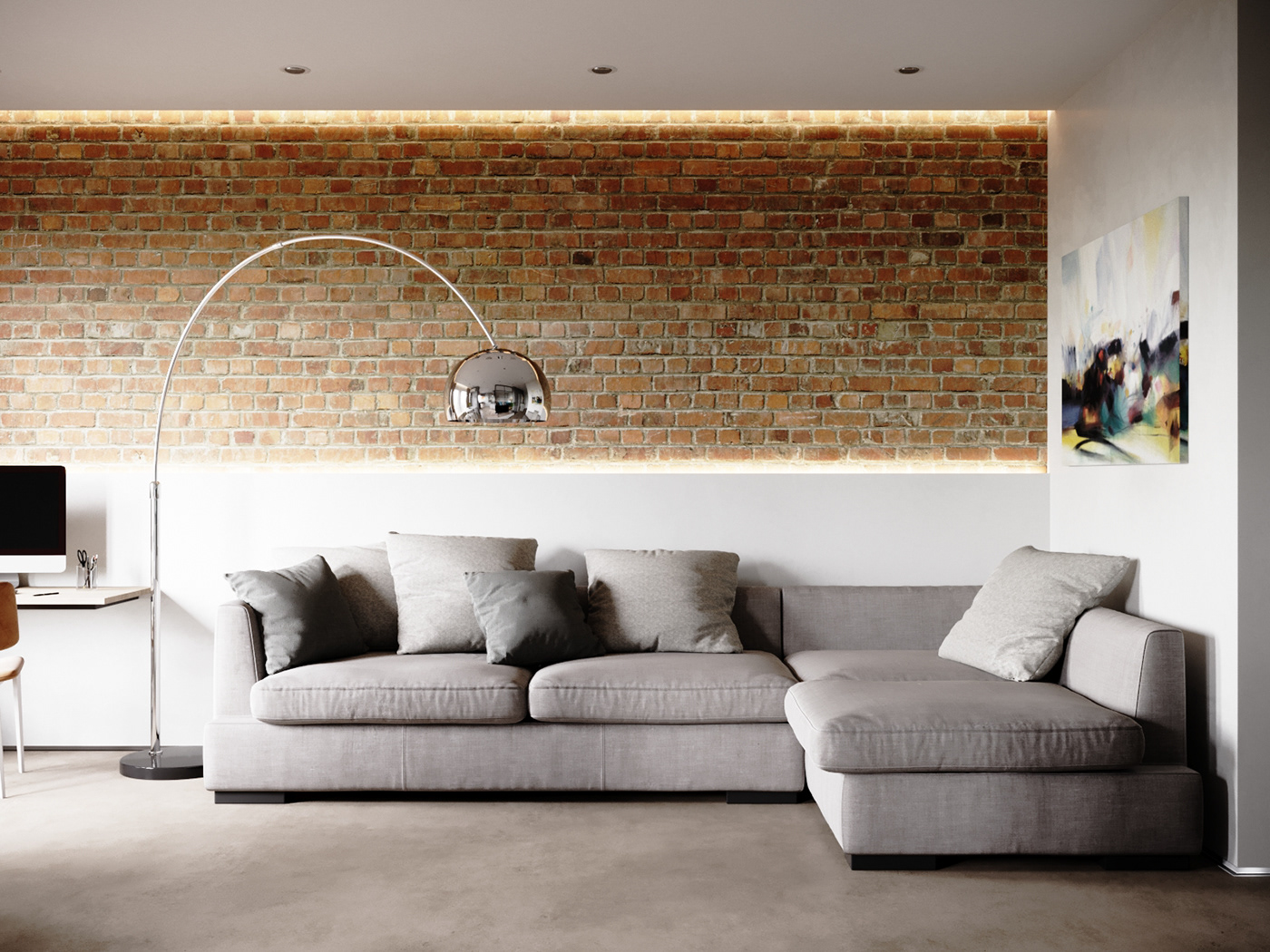 LOFT Interior loft apartment Minimalism interior white interior bricks