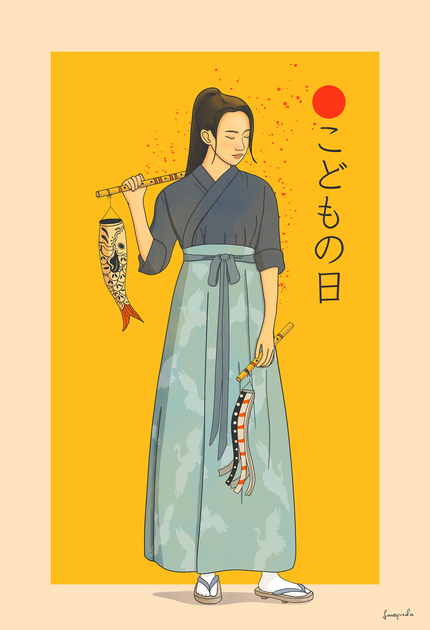 JAPON Digital Art  ILLUSTRATION  japanese style oriental Poster Design kodomo no hi