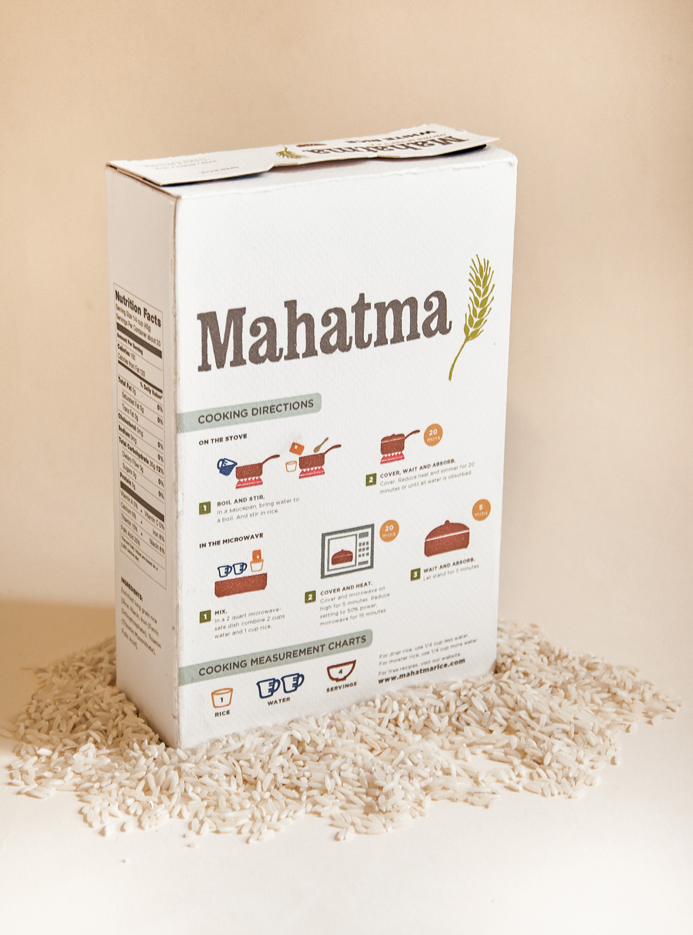 MAHATMA Rice homemade traditional illustrations graphics HAND-DRAWEN mass market box package