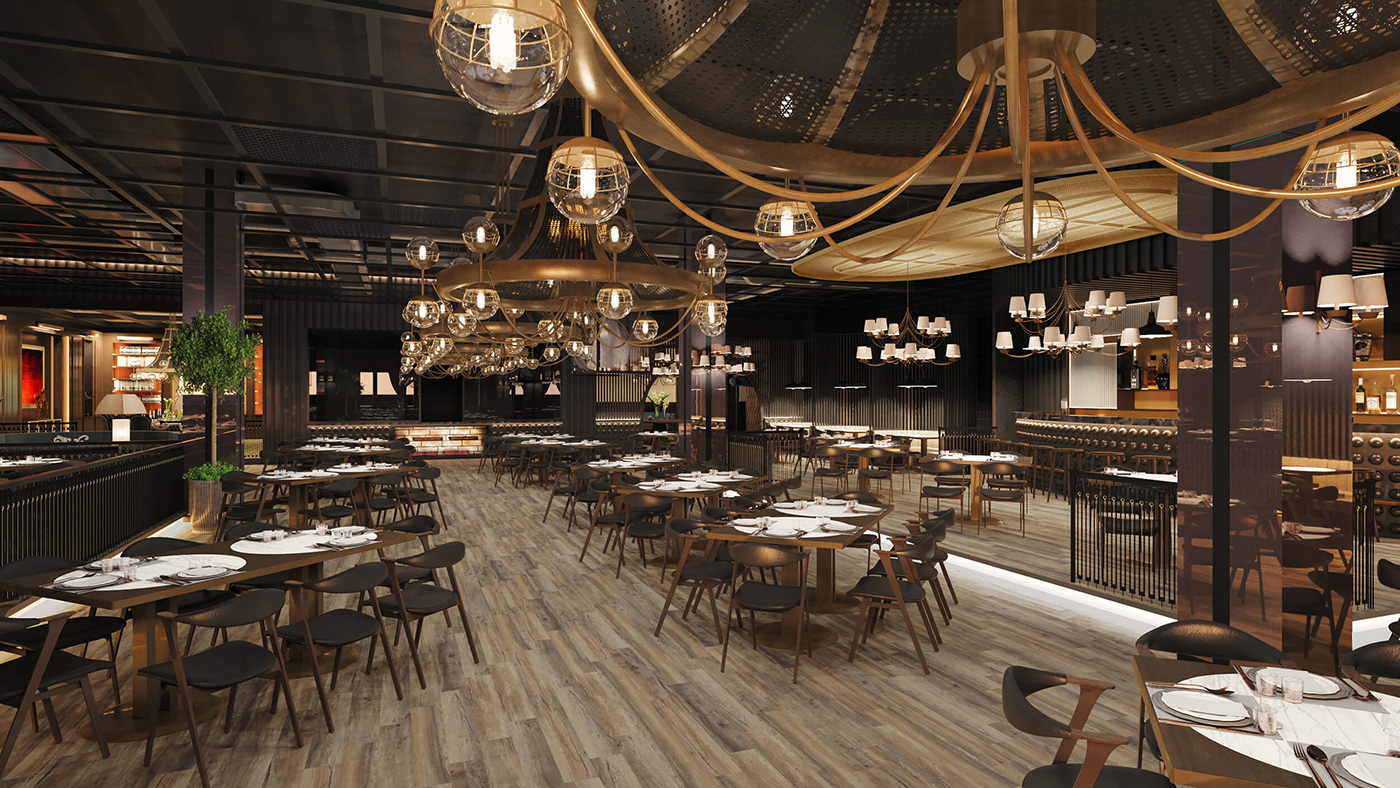 modern architecture Interior design Render Lux luxury restaurant vray lounge