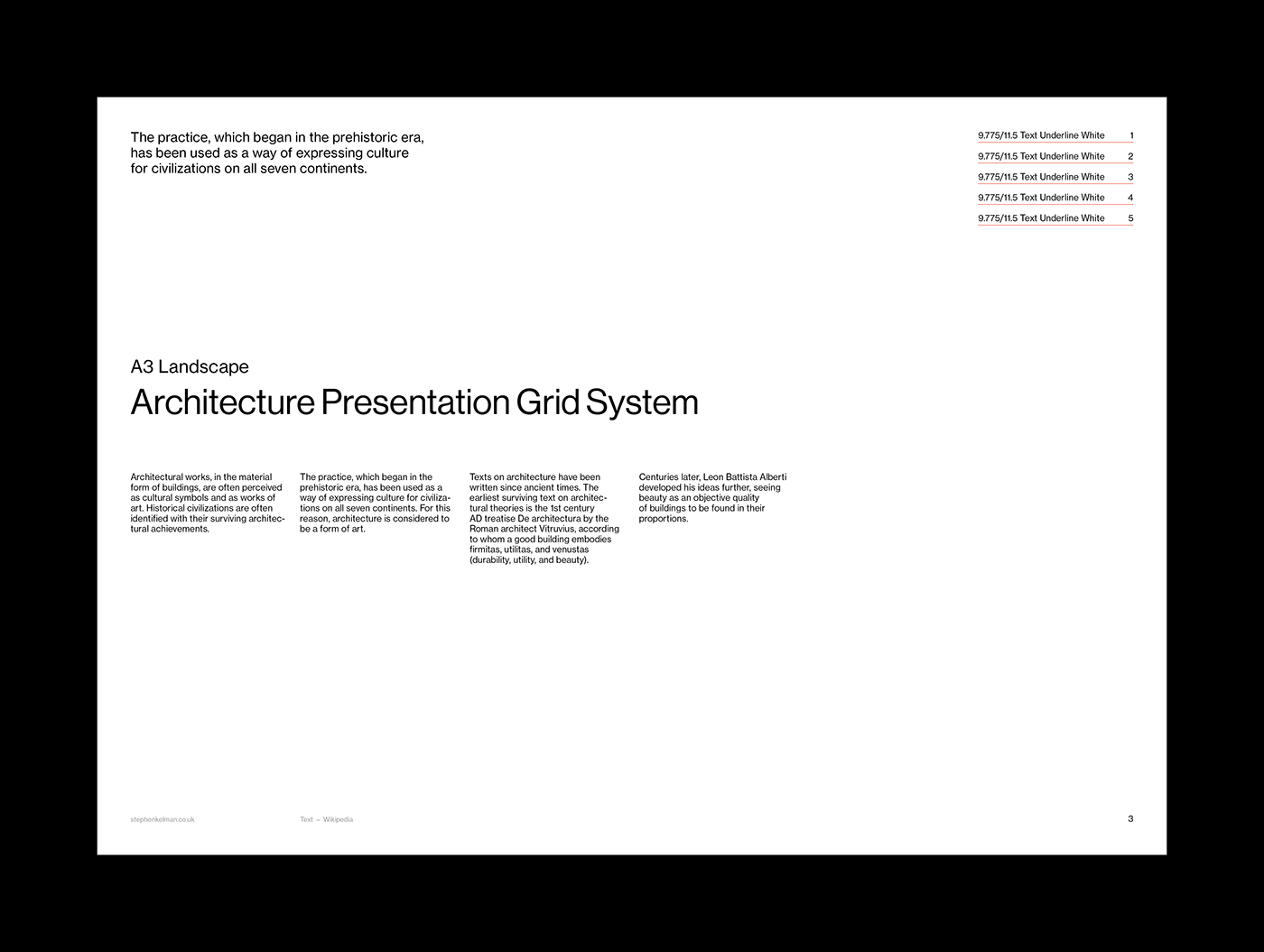 Cover design for A3 presentation grid system – white background