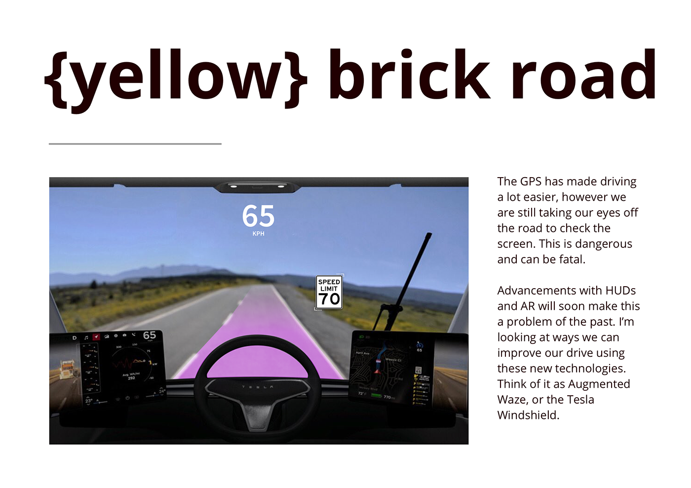 HUD augmented reality UI ux tesla TeslaSemi navigation follow gps Cars