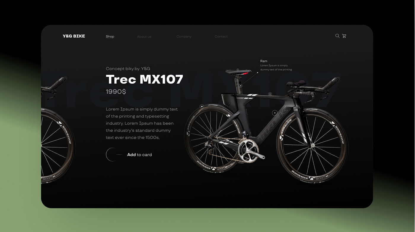 byke shop concept Figma lending Web designer главный экран концепт лендинг магазин велосипедов фигма