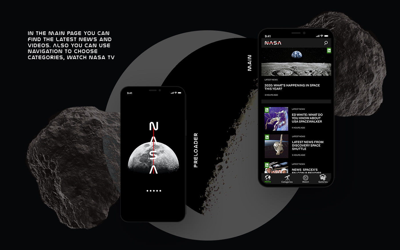 app Appdesign application interaction Interface nasa redesign universe UX UI Web