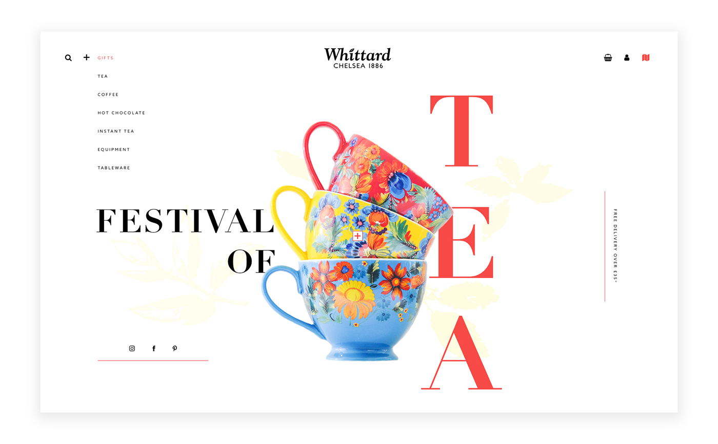 Web Design  Website web layout Responsive whittard tea tea website whittard brand whittard website creative web