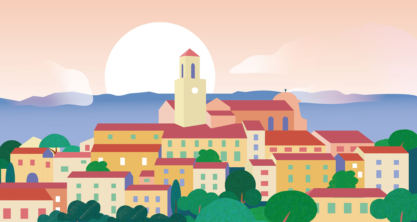 Illustration d'un village provençal