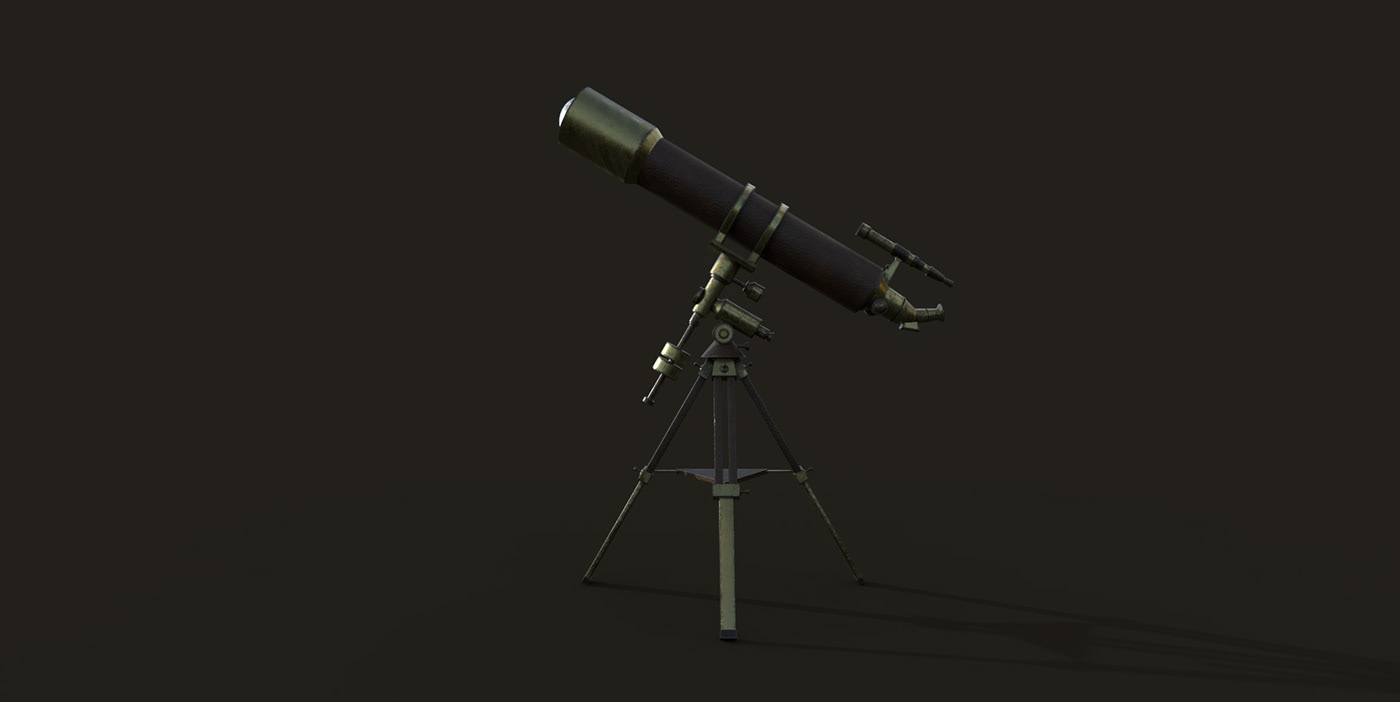 3ds max RizomUV Substance Painter marmoset toolbag texture Iluminación Render 3D modeling Telescope