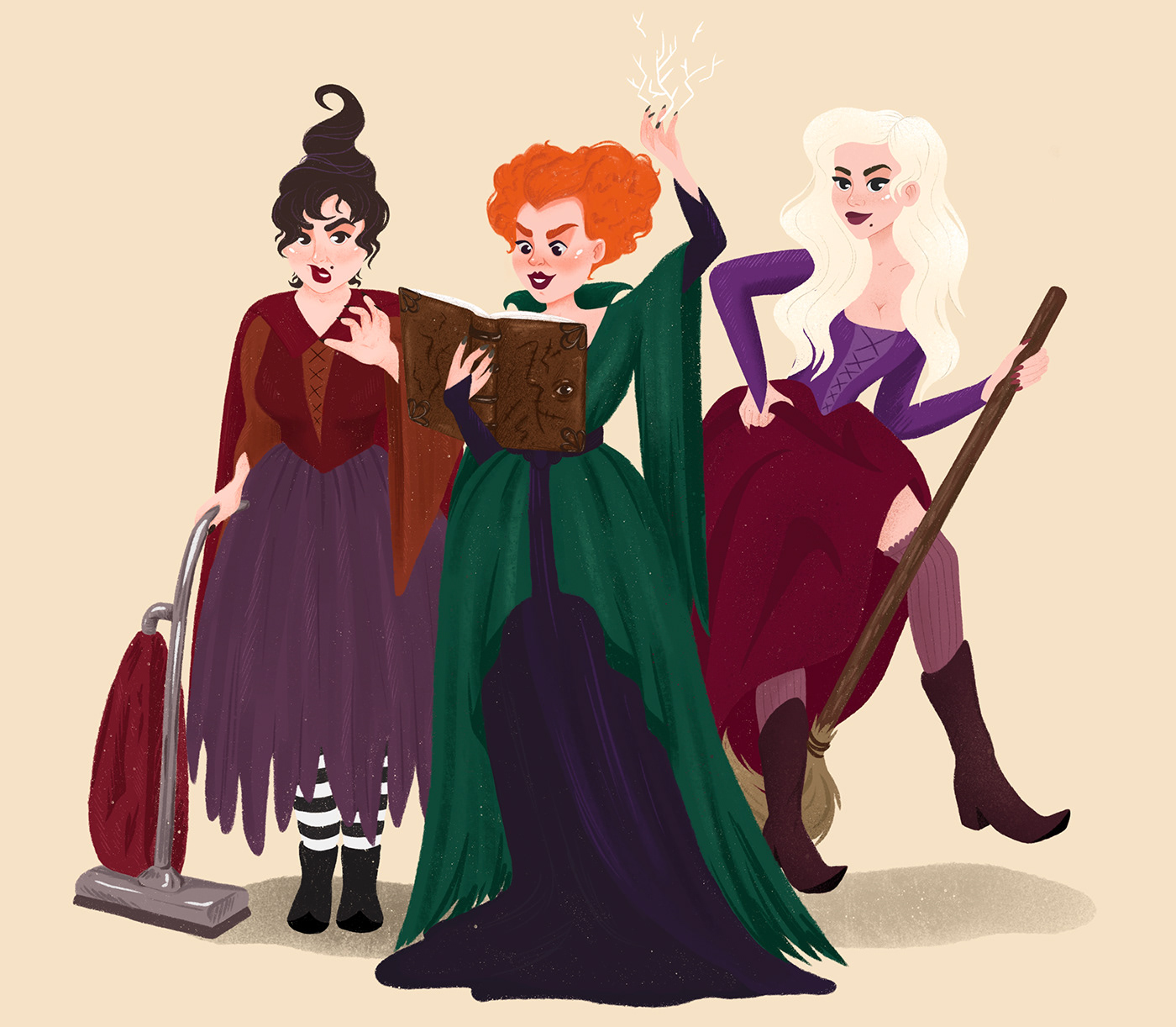 art hocus pocus Procreate The Sanderson Sisters witch cartoon ipad pro redraw Character design  ILLUSTRATION 