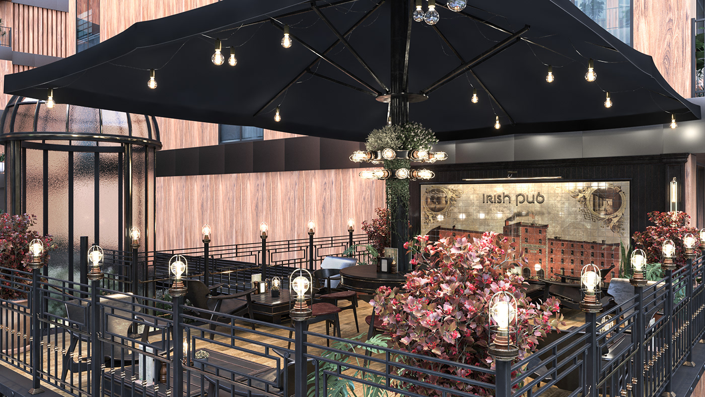 bar pub restaurant design interior design  exterior architecture Render 3D 3ds max