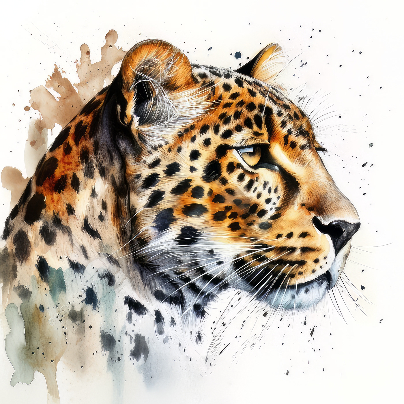 ai aiart animal art digital leopard midjourney painting   portrait watercolor