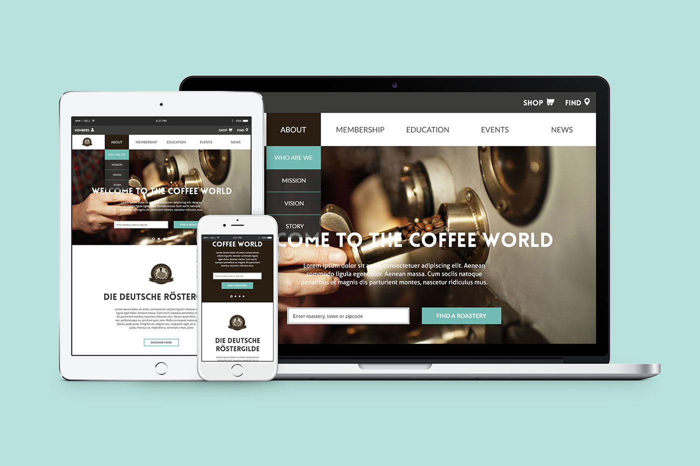 Website redesign ux UI wireframes storyboard Coffee Kaffee
