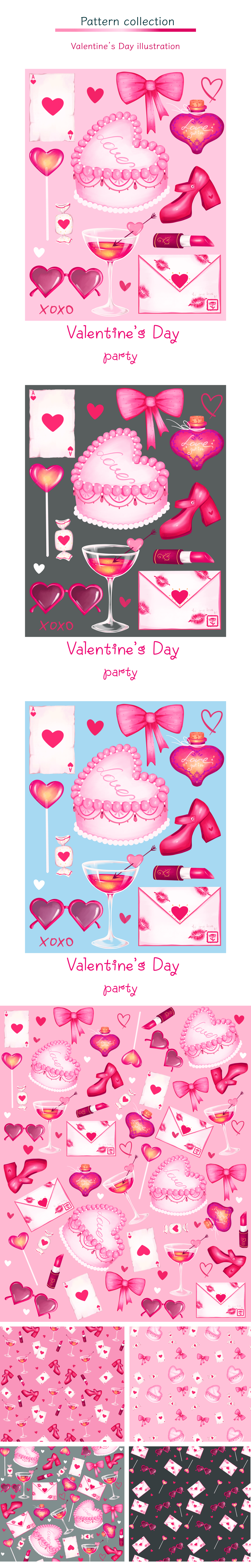 Valentine's Day valentine Love Digital Art  ILLUSTRATION  Procreate pattern pattern design  seamless print
