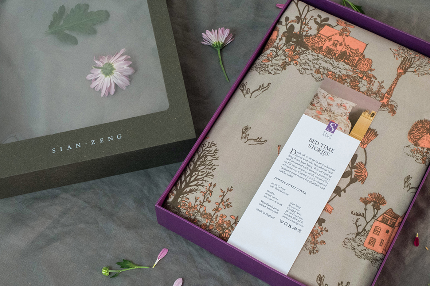 sian levente toth package design box bold luxury high end typo grey bedlinen logo ZENG 