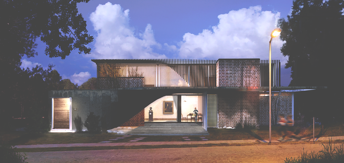 design housing rendering Render Rhinoceros vray Project brick metal