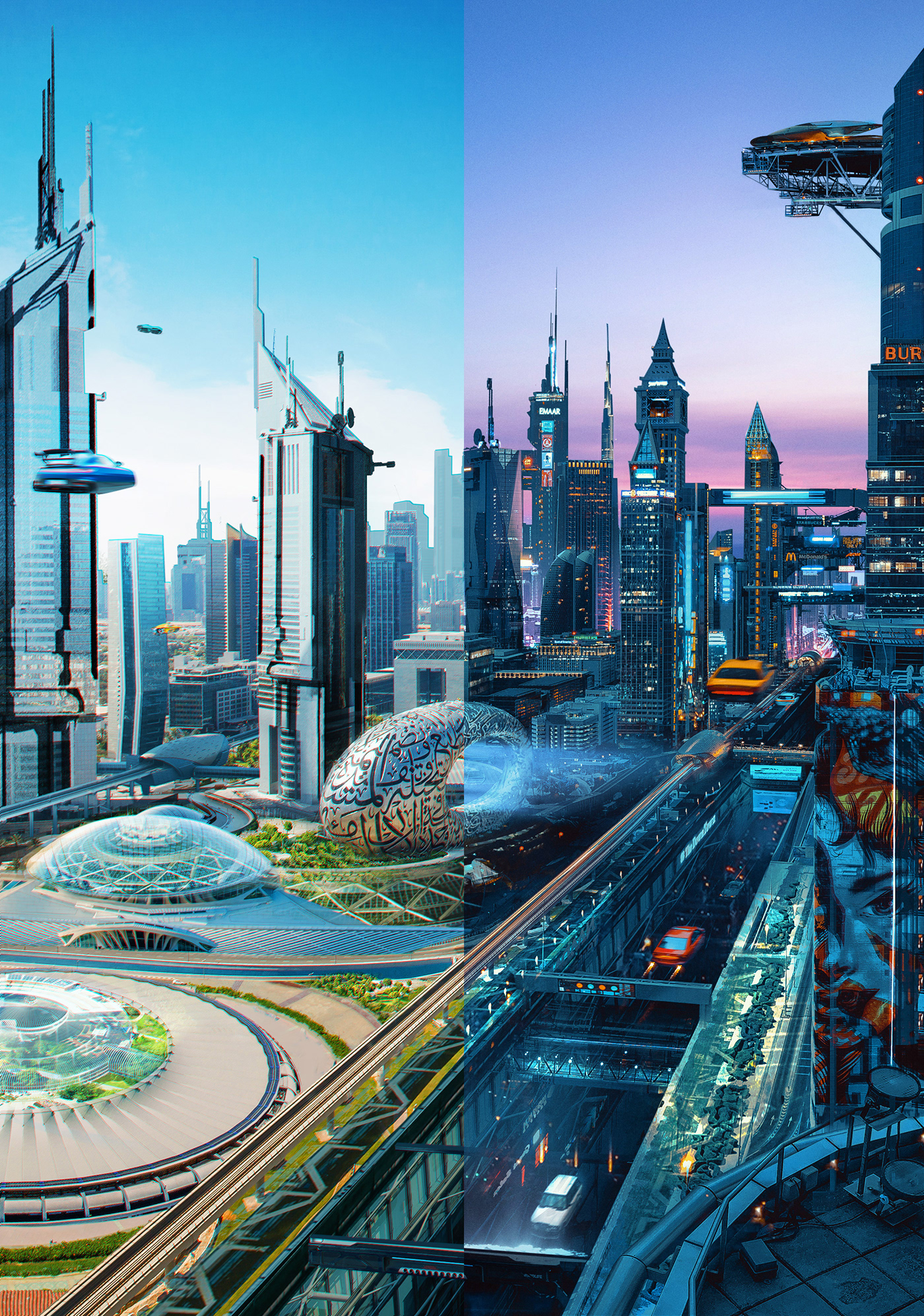 concept concept art Digital Art  digital painting dubai fantasy future city UAE