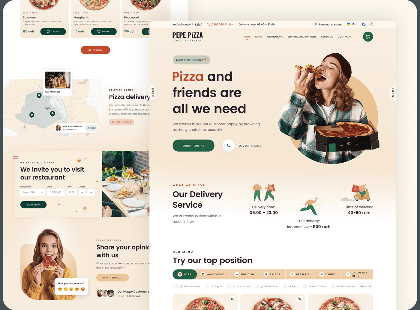 design Figma Pizza ui design UI/UX user experience user interface UX design Web Design  Website