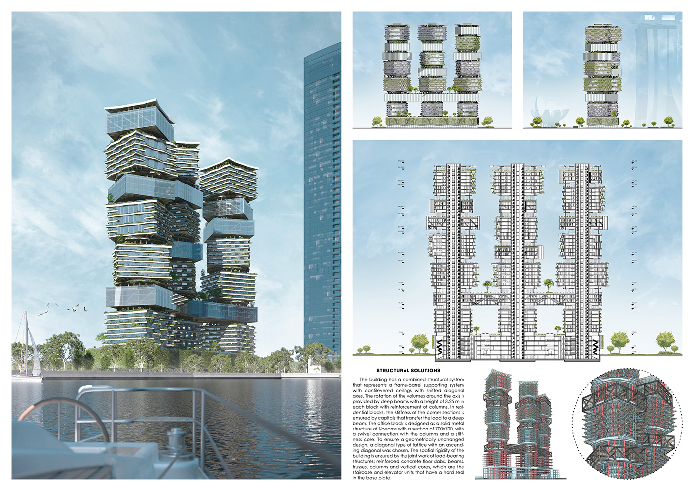 Competition architecture concept singapore skyscraper visualization