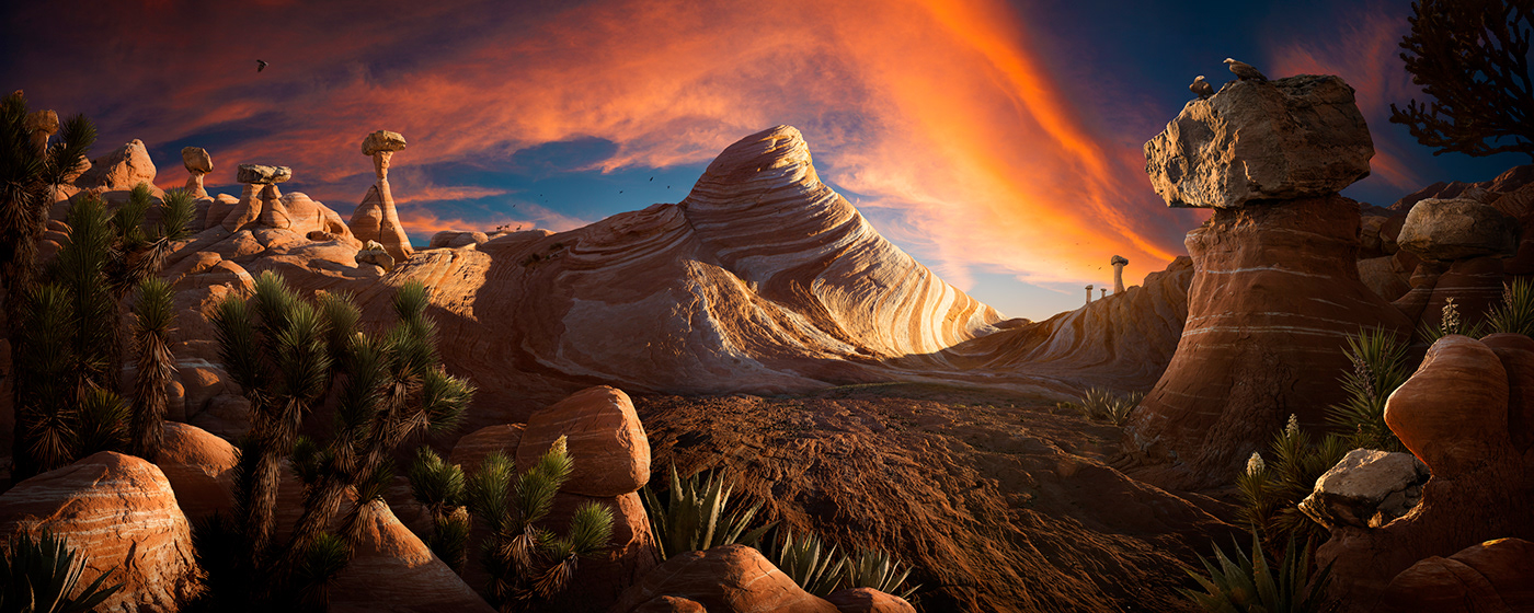 desert psychadelic photomanipulation sunset Landscape western retouching  fantasy Nature southwest