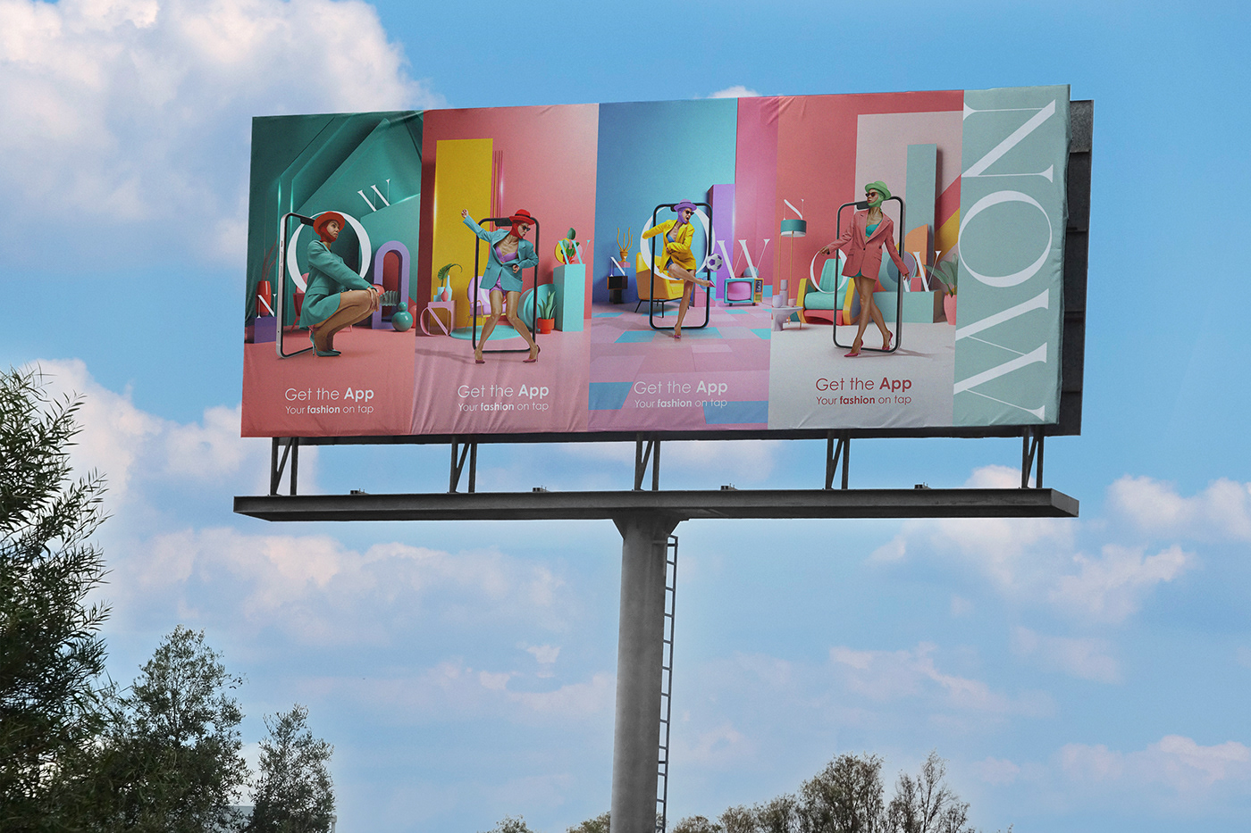 Fashion  Mobile app clothes campaign Memphis colorful Advertising  Social media post Socialmedia