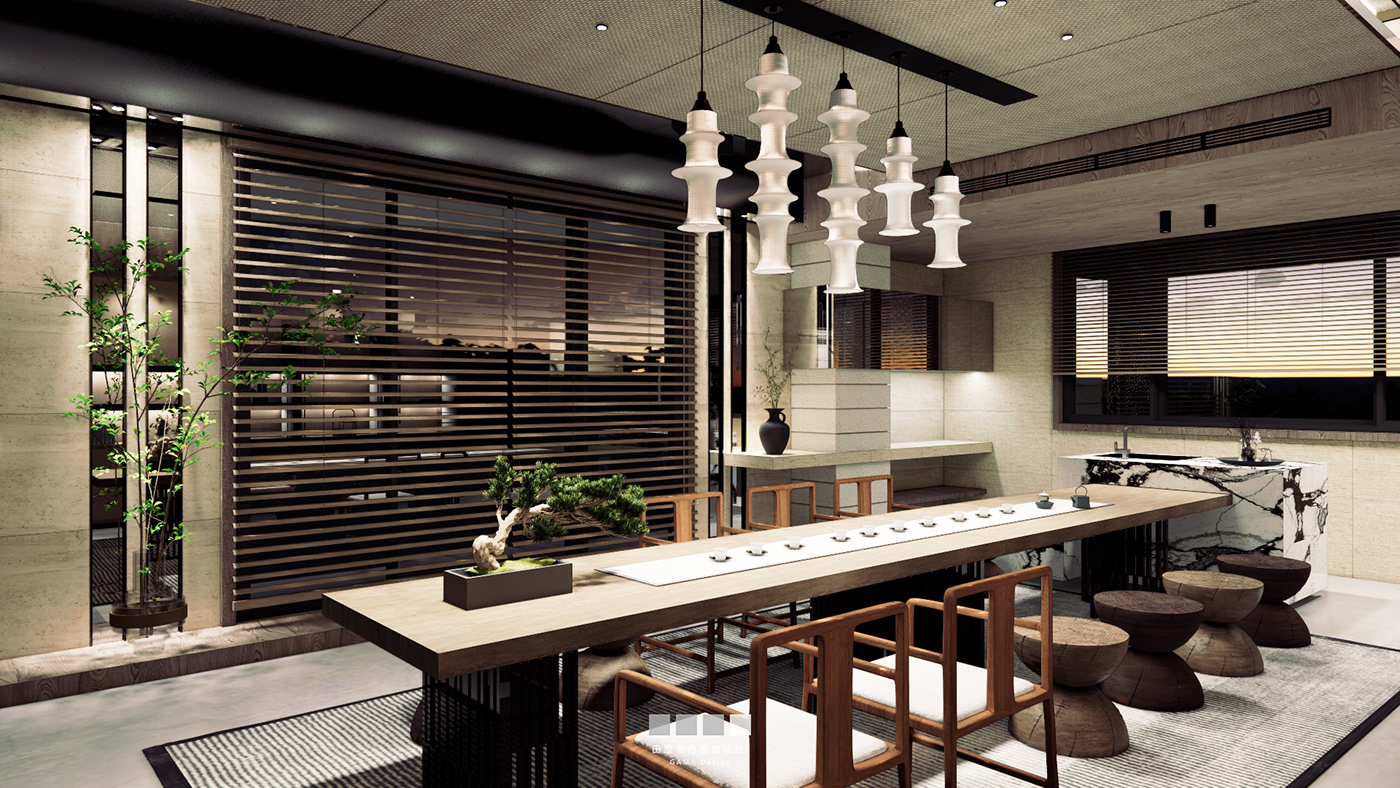茶室 interior design  中式 chinese 室內設計 新中式 wood Flax tea bar tearoom