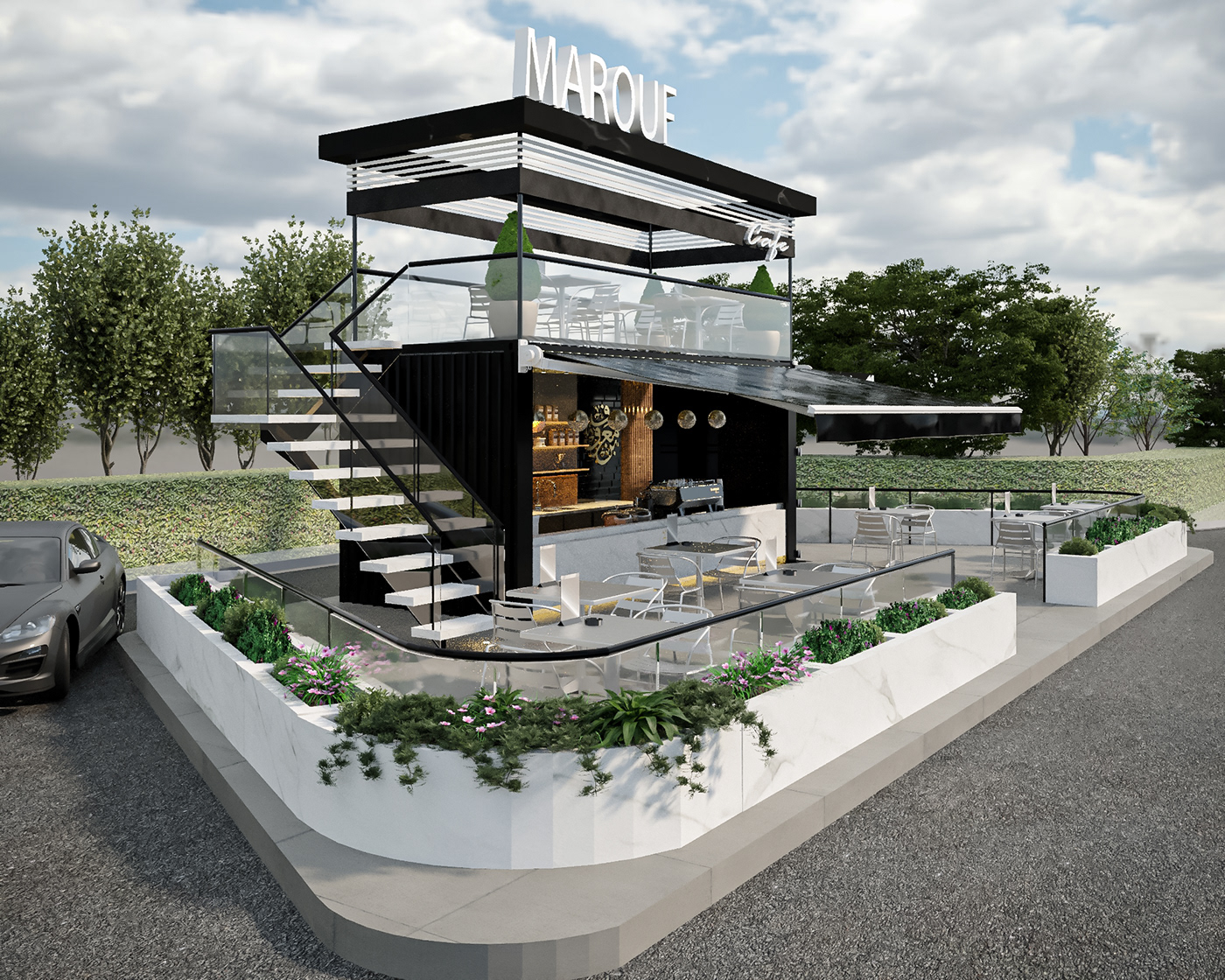 3ds max Arcchitecture Coffee coffeeshop corona render  design interior design  modern moodboard visualization