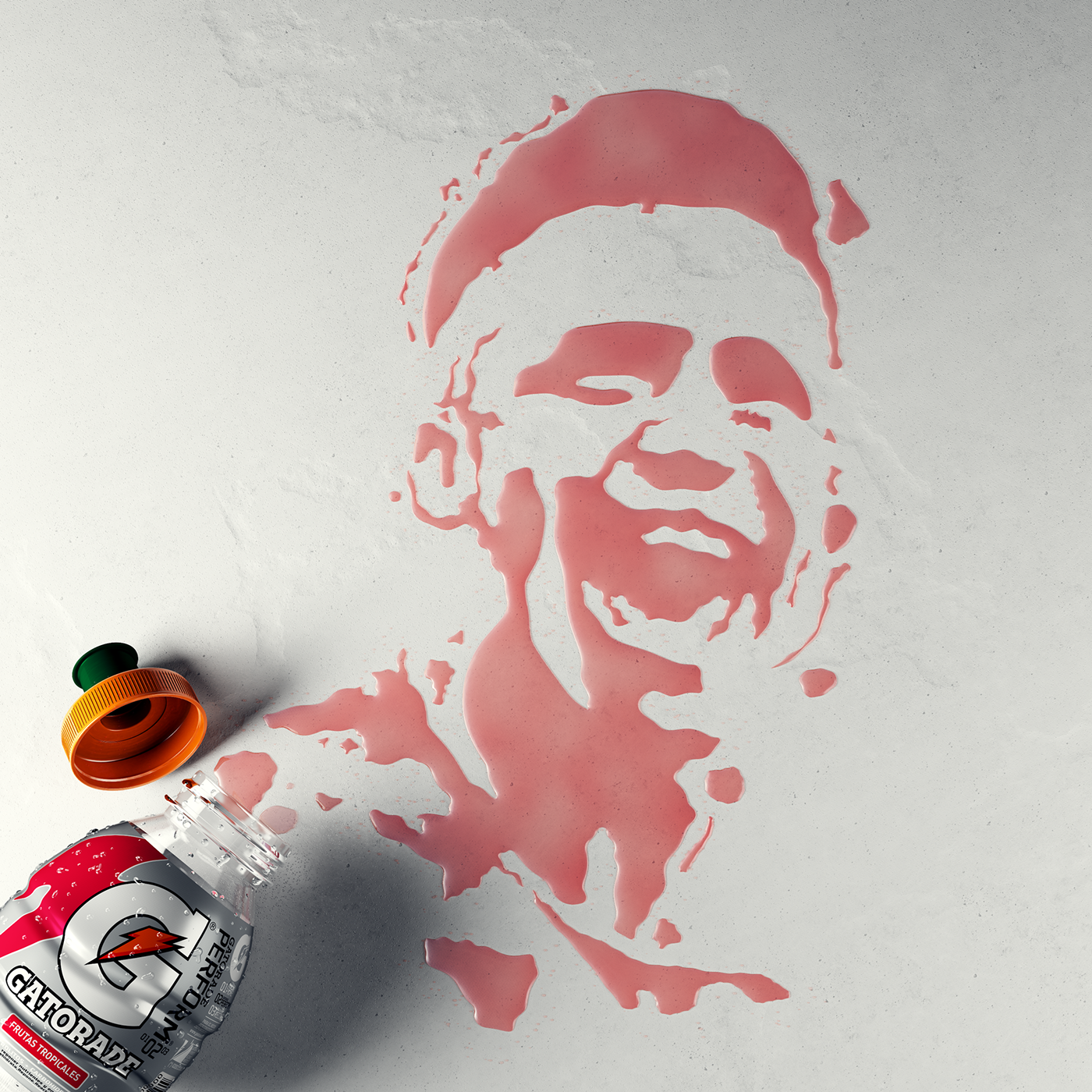 alexis gatorade spills art Work  red portrait face stencil fluids Liquid