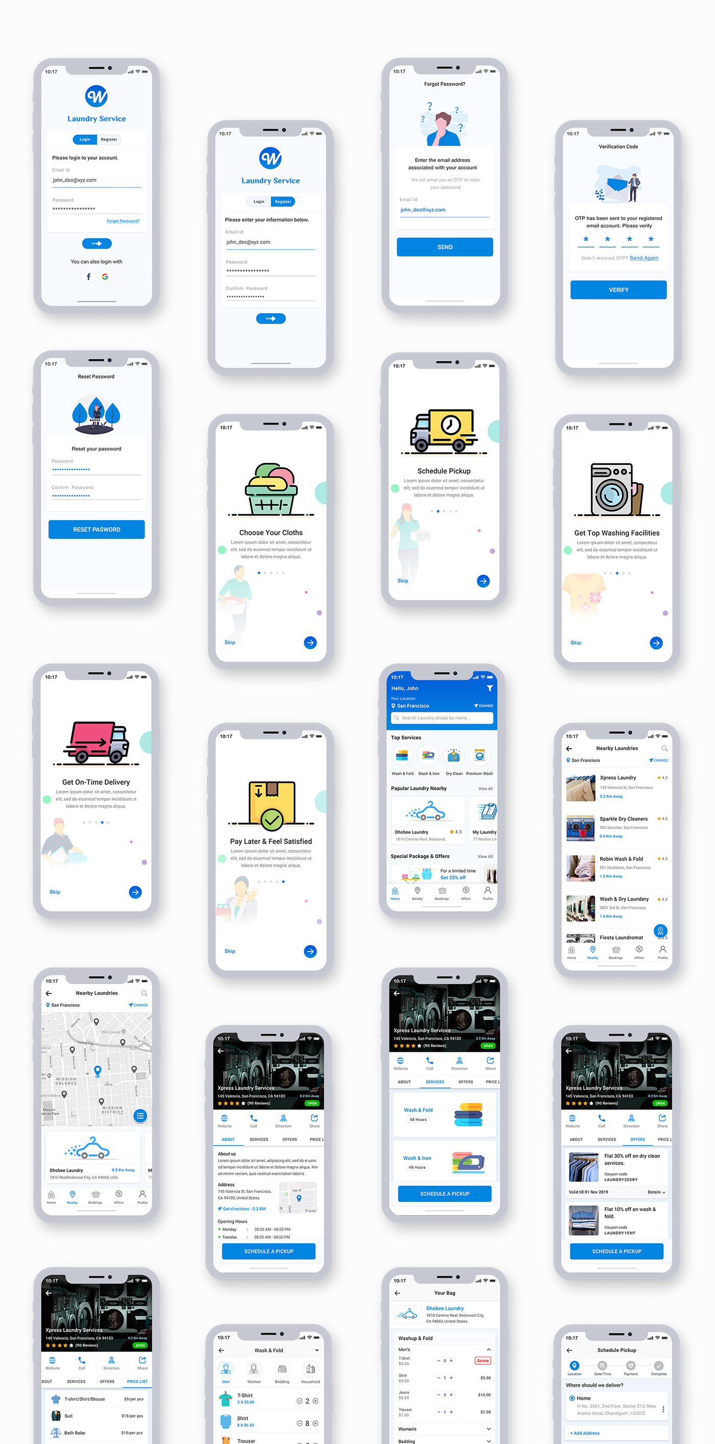 App UI Kit collection & delivery Commercial Laundry dry cleaning iOS App design ui kit laundry app Laundry UI Kit