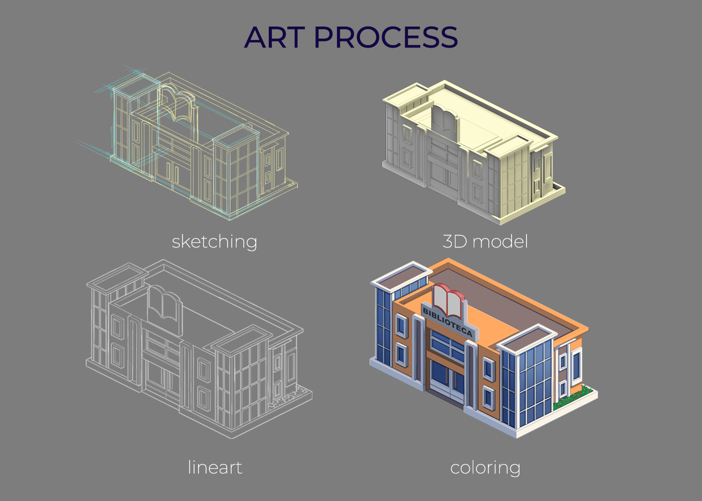 3D Blender building concept construction design Digital Art  game isometric design visual identity