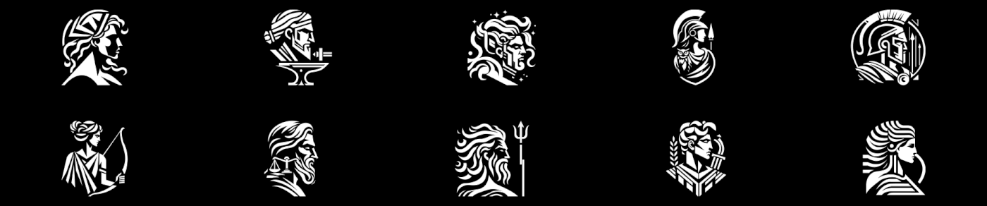 logo logofolio Collection Logo Design Logotype Greece mythology ILLUSTRATION  brand identity branding 
