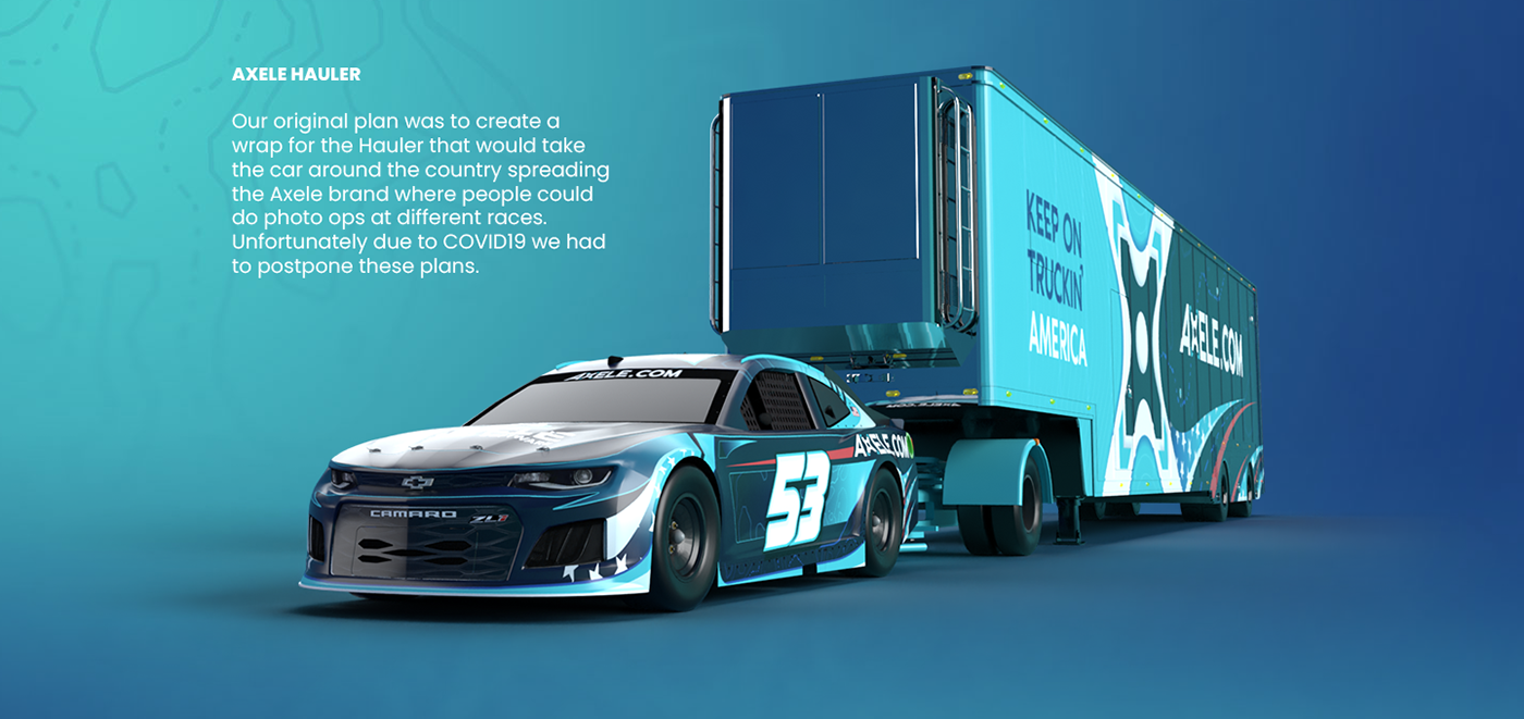 Advertising  axele car car haulers car wrap NASCAR racecar Racing Render Wrap