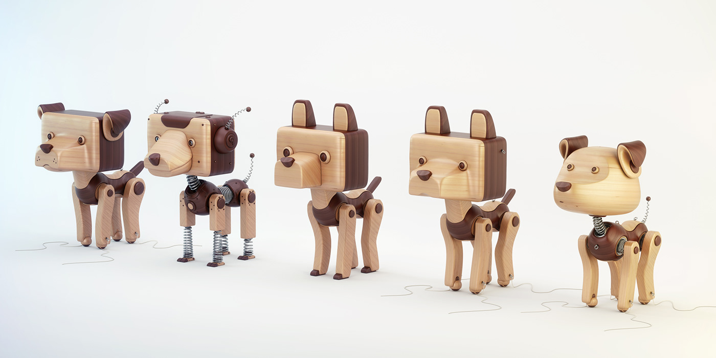 dog Pet puppet companion wooden children kids cute lovely toy