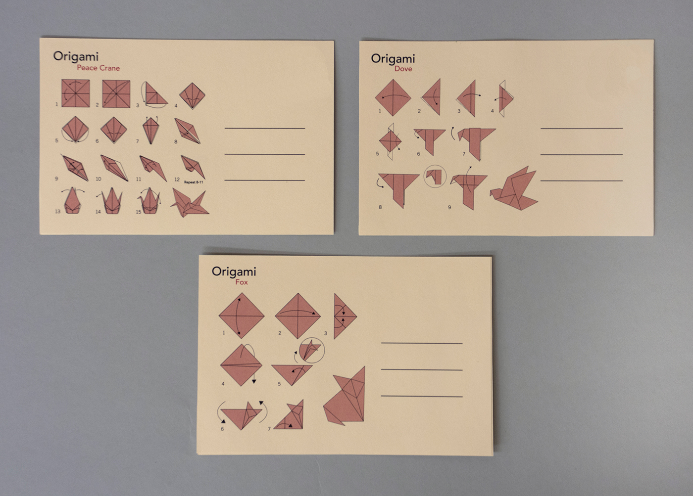 origami  postcards ILLUSTRATION  foliage Patterns deisgn print design 