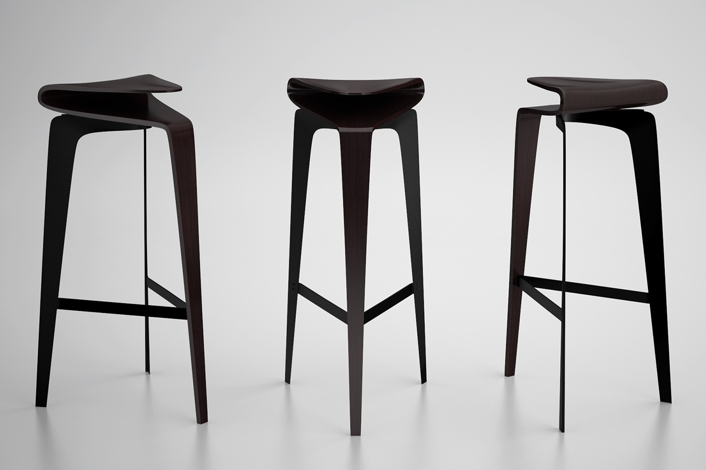 barstool stool  chair furniture wood plywood pantone metal chrome Minimalism simplicity bars restaurant s.des. curve