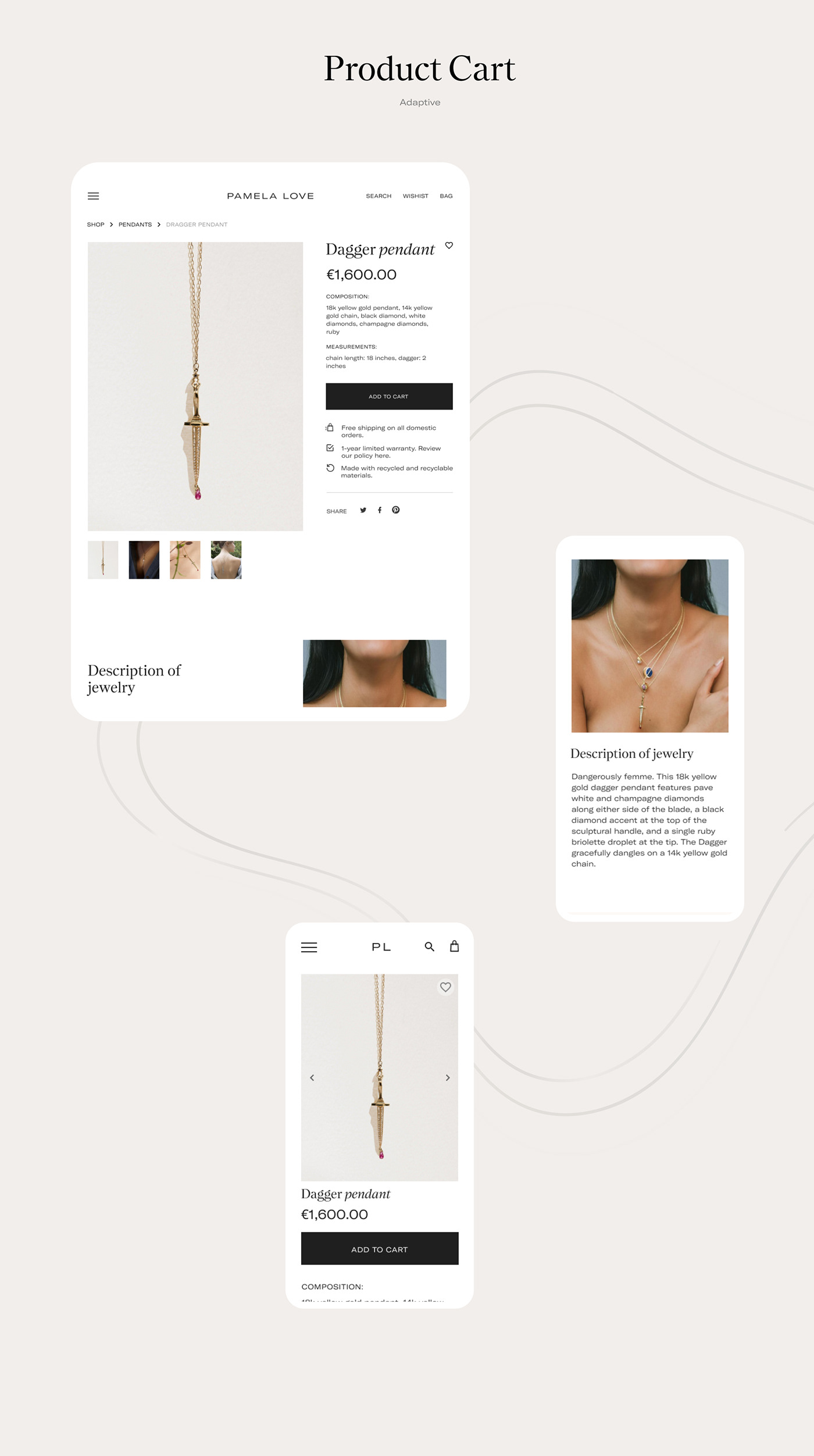 eCommerc Fashion  jewerely minimal shop store UI uprock ux Webdesign