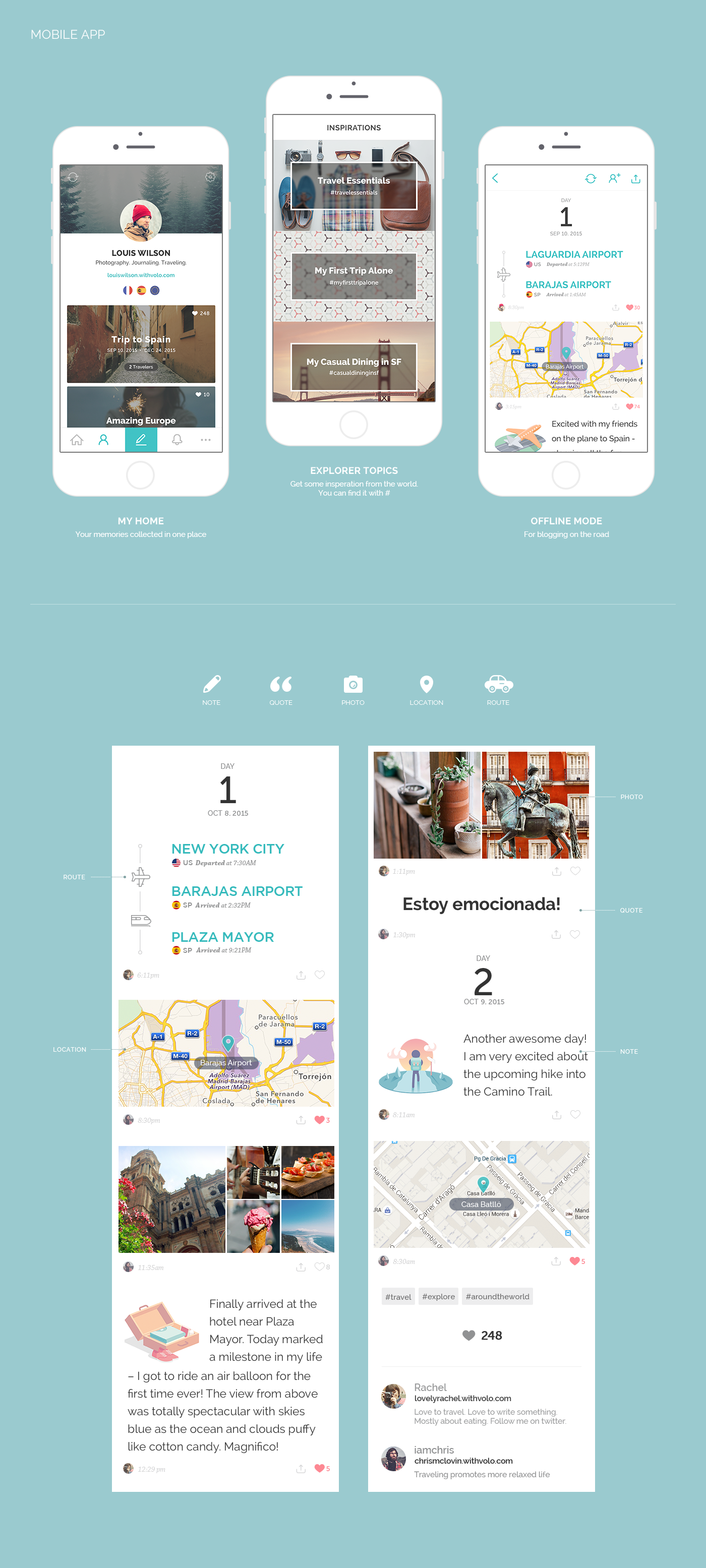 Travel route location journal inspiration story Authentic timeline explore ios app Website iphone Icon design