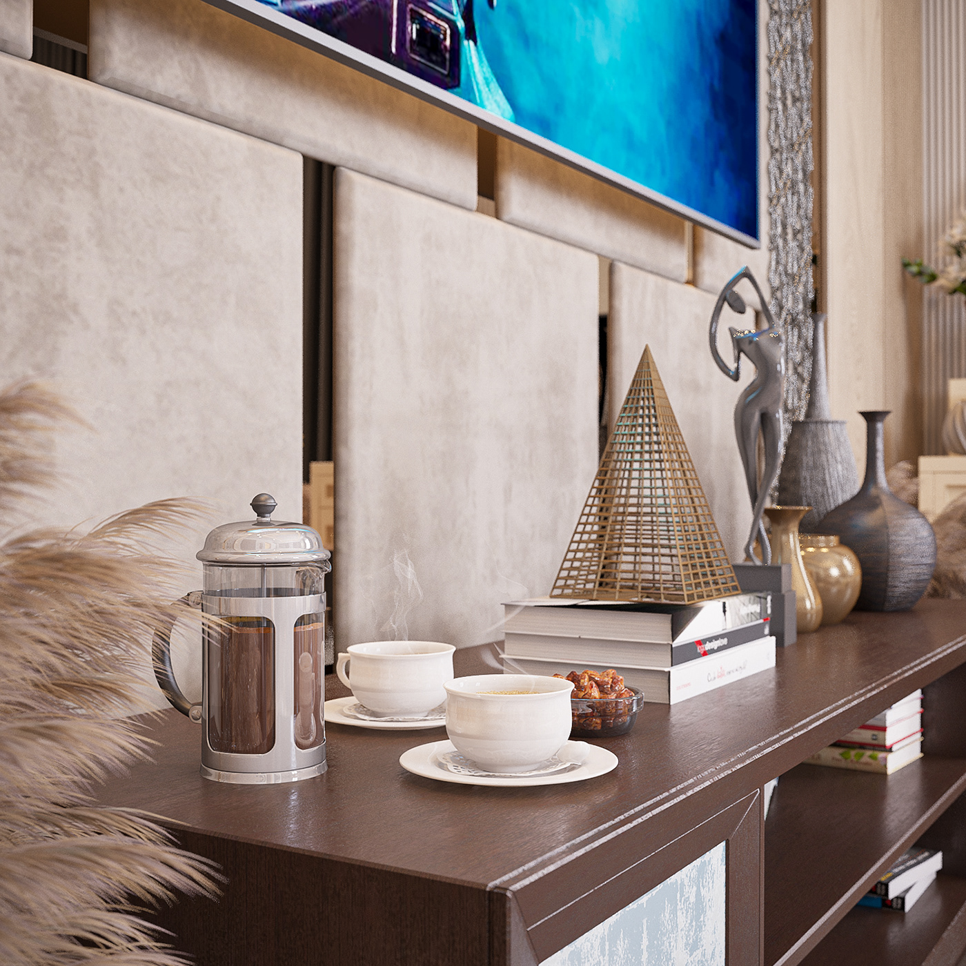 architecture art CGI decor design Interior modern 3D bedroom luxury