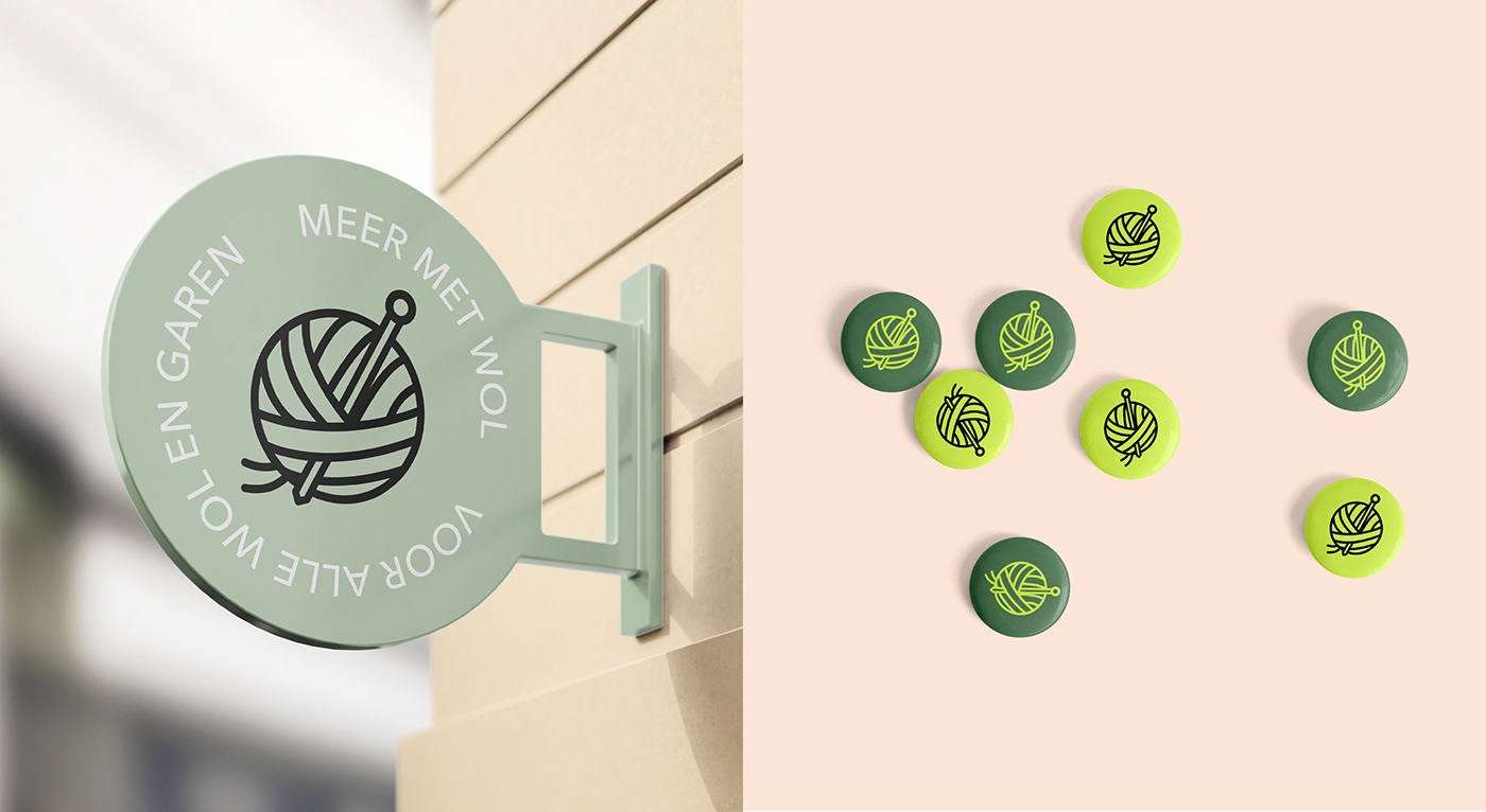 grafisch ontwerp Marker knitting wool branding  green yellow logo webshop Studio Lona