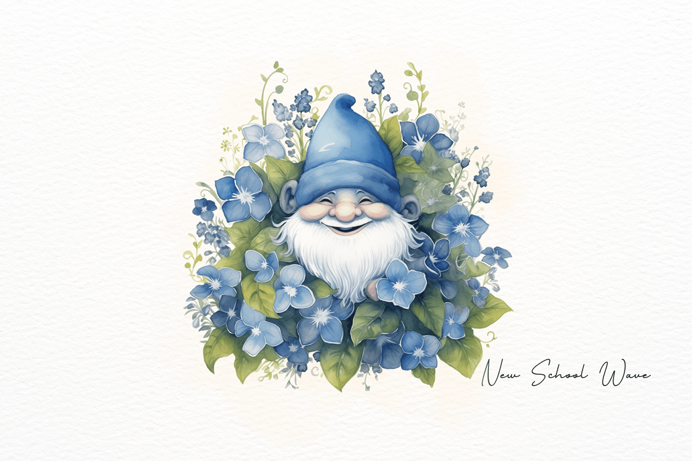 gnome watercolor fairytale whimsical Birthday cute flower floral Character gardengnome