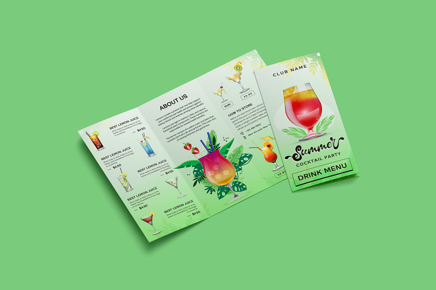 banner brand identity brochure design cocktail Flyer Design leaflet party flyer print design  summer trifold brochure
