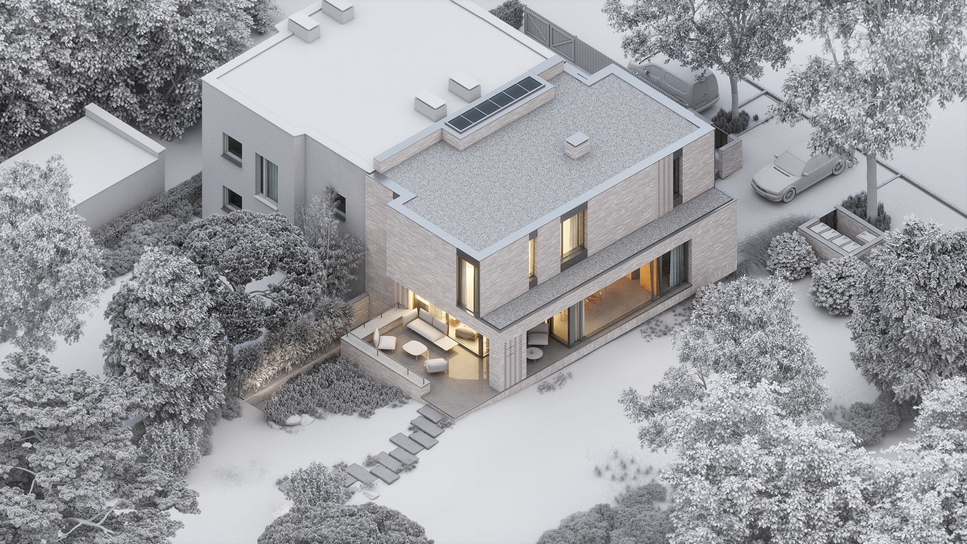 haze Render vray architecture modern architecture brick 3D house idea archivizualisation