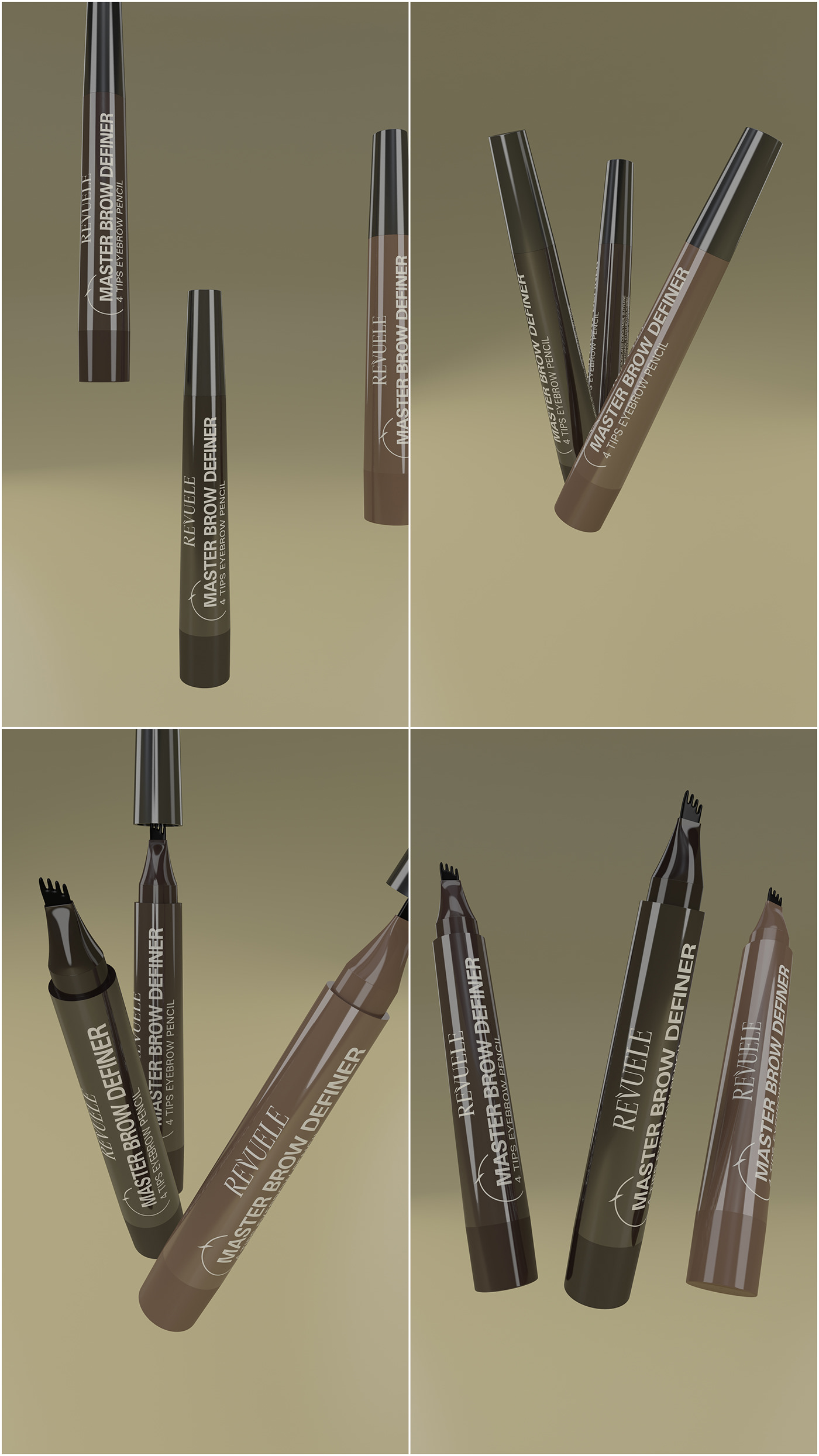 product Cosmetic 3D animation  make-up pencil eyebrows beauty