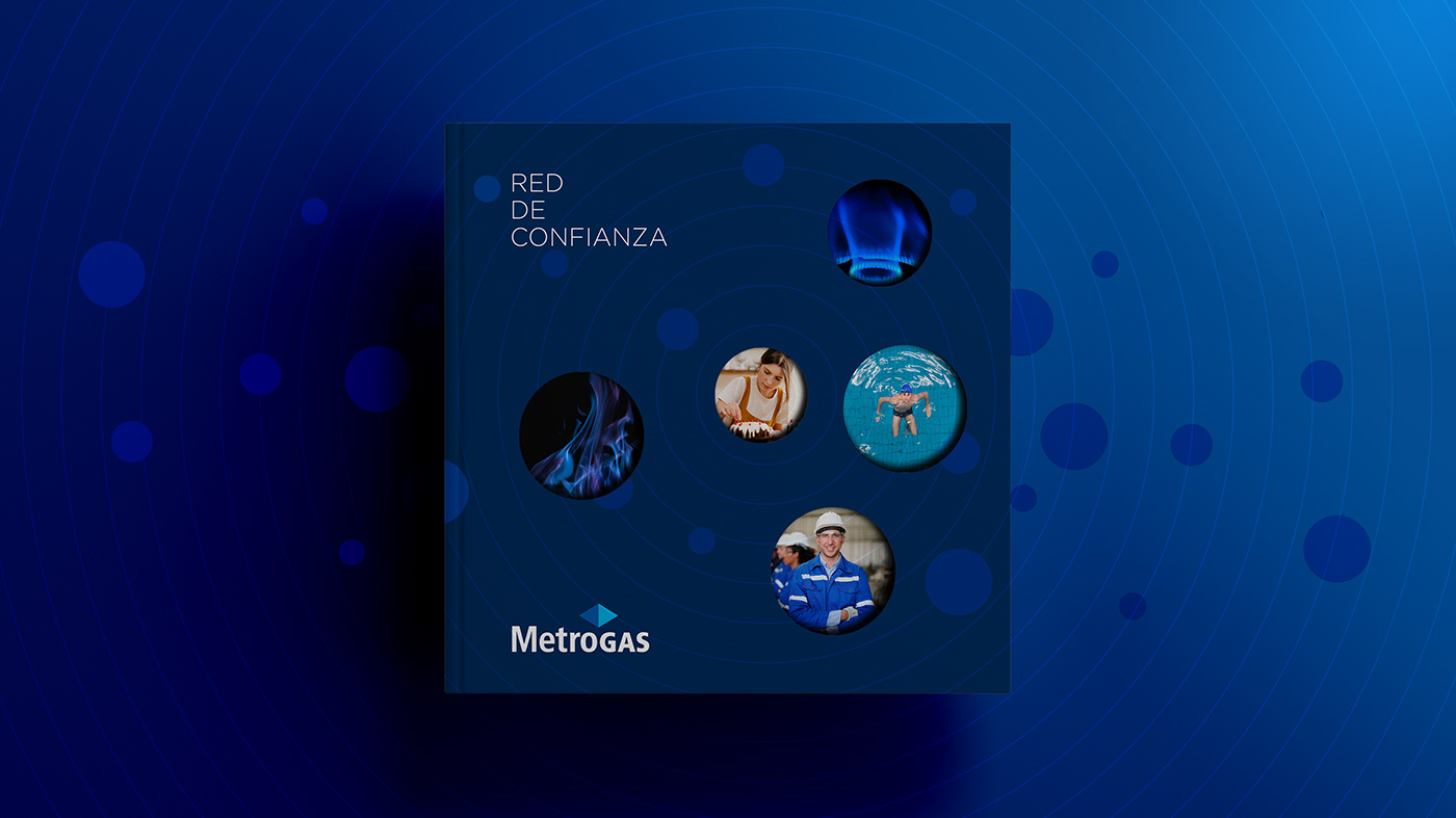 Cover design of the institutional book "Rede de confianza", by MetroGAS.